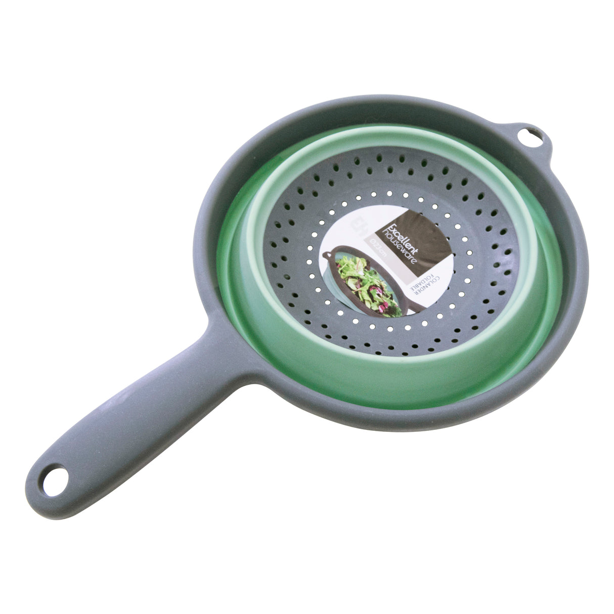 Collapsible Silicone Kitchen Colander with Handle + Without Handle - BPA Free, Non Toxic - Space Saving Folding Food Strainer for Kitchen & Travel 23cm (Colander with Handle) - Assorted