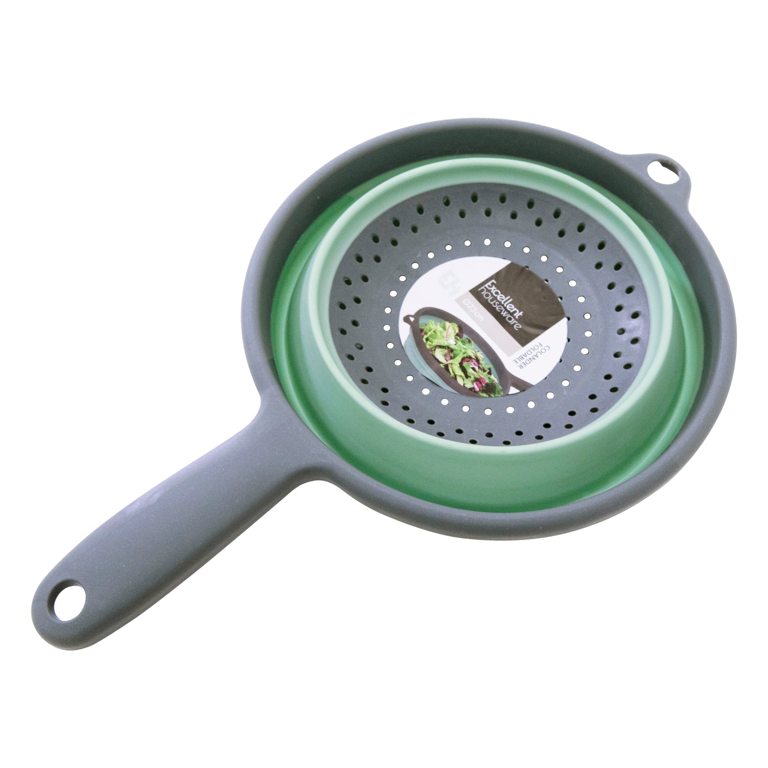 Collapsible Silicone Kitchen Colander with Handle + Without Handle - BPA Free, Non Toxic - Space Saving Folding Food Strainer for Kitchen & Travel 23cm (Colander with Handle) - Assorted