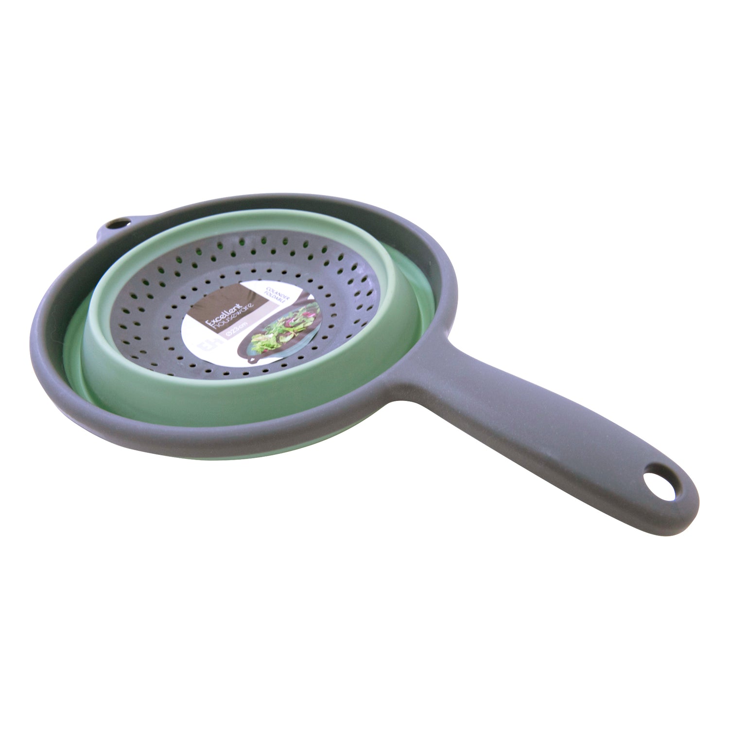 Collapsible Silicone Kitchen Colander with Handle + Without Handle - BPA Free, Non Toxic - Space Saving Folding Food Strainer for Kitchen & Travel 23cm (Colander with Handle) - Assorted