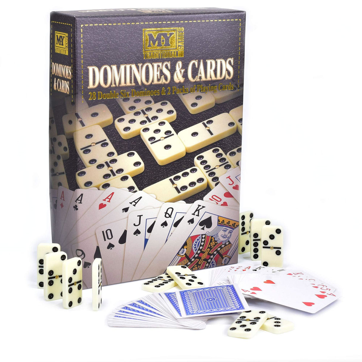 28Pc Double Six Dominoes & 2 Pack Playing Cards
