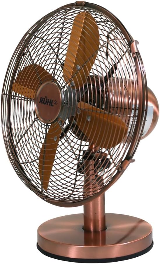 KÜHL 12" Desk Fan Electric Oscillating Metal Cooling Fan with 3 Speed Settings | Adjustable Tilt | Table Fan for Home, Office or Bedroom | Easy to Assemble