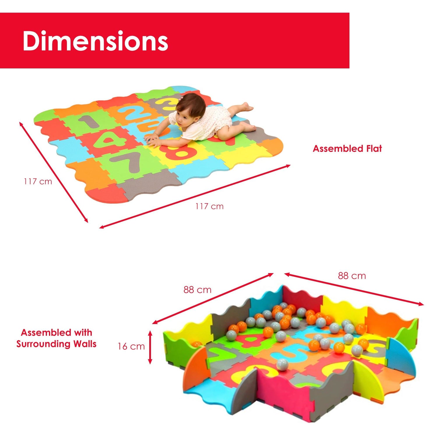 Interlocking Foam Play Mats with 40 Ball Pit Balls