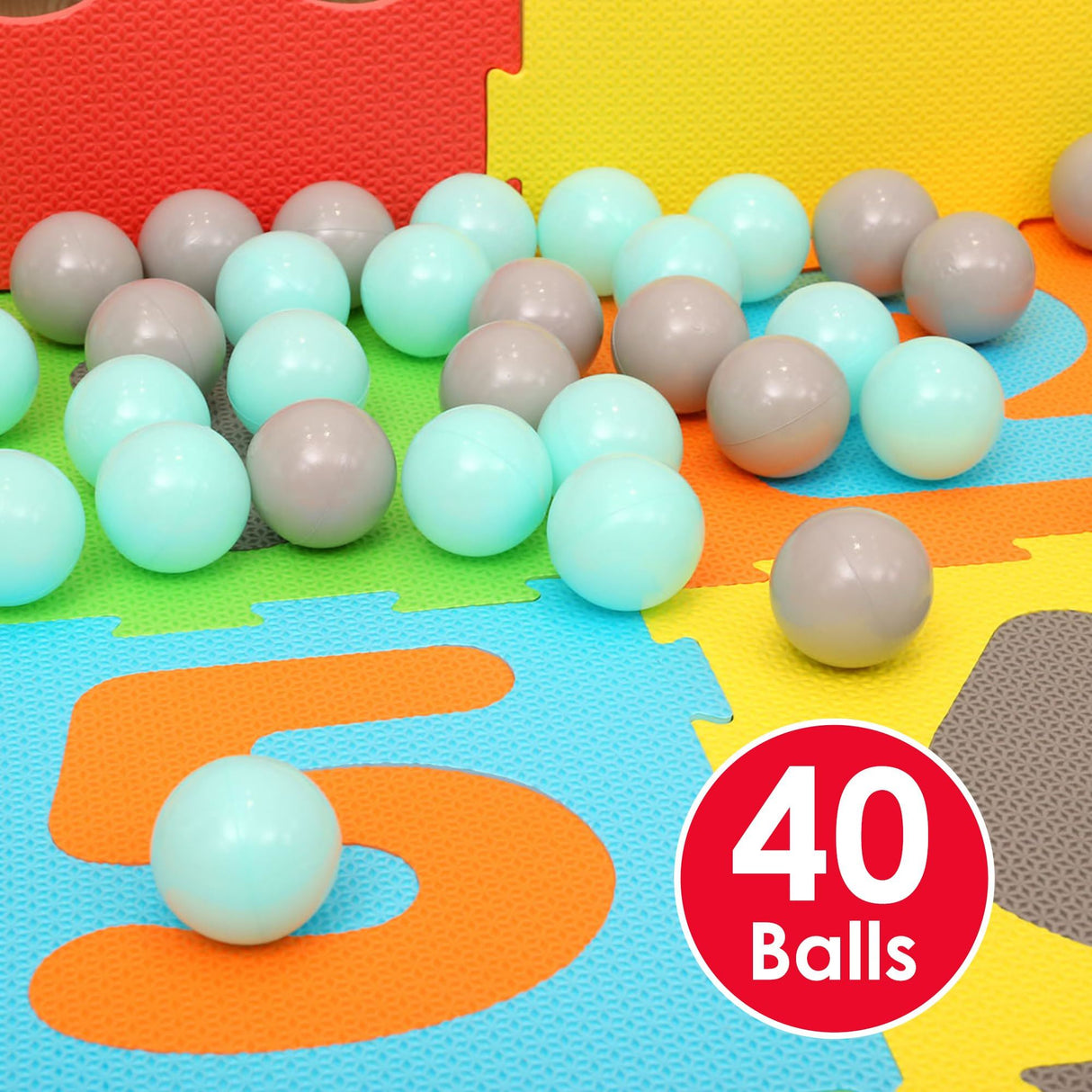 Interlocking Foam Play Mats with 40 Ball Pit Balls