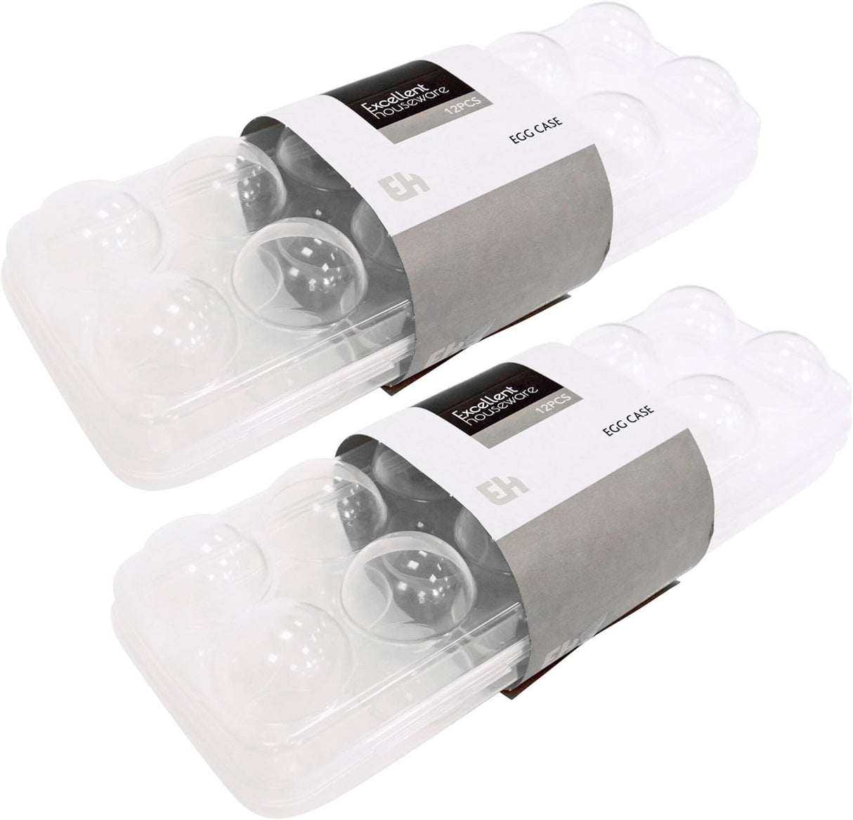 Clear Egg Storage Box | Covered 12 Egg Holder for Refrigerator | Single or Two Set | Stackable Plastic Tray | BPA-Free Transparent Container