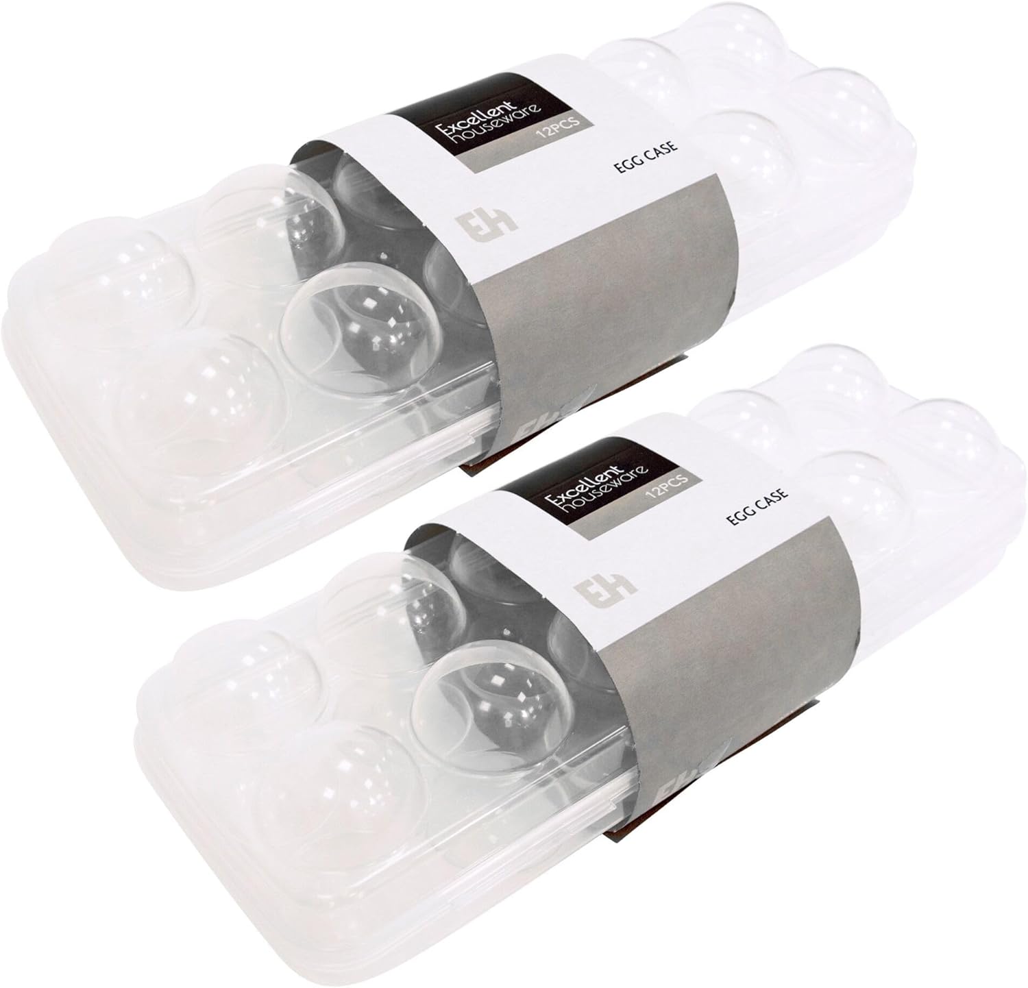 Clear Egg Storage Box | Covered 12 Egg Holder for Refrigerator | Single or Two Set | Stackable Plastic Tray | BPA-Free Transparent Container