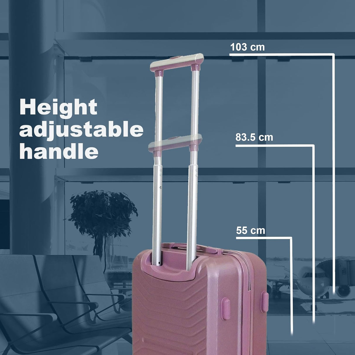 Planet Direct Suitcase (51x35x23cm) Lightweight ABS Hard Shell 4 Detachable Spinner Wheels Luggage Bag