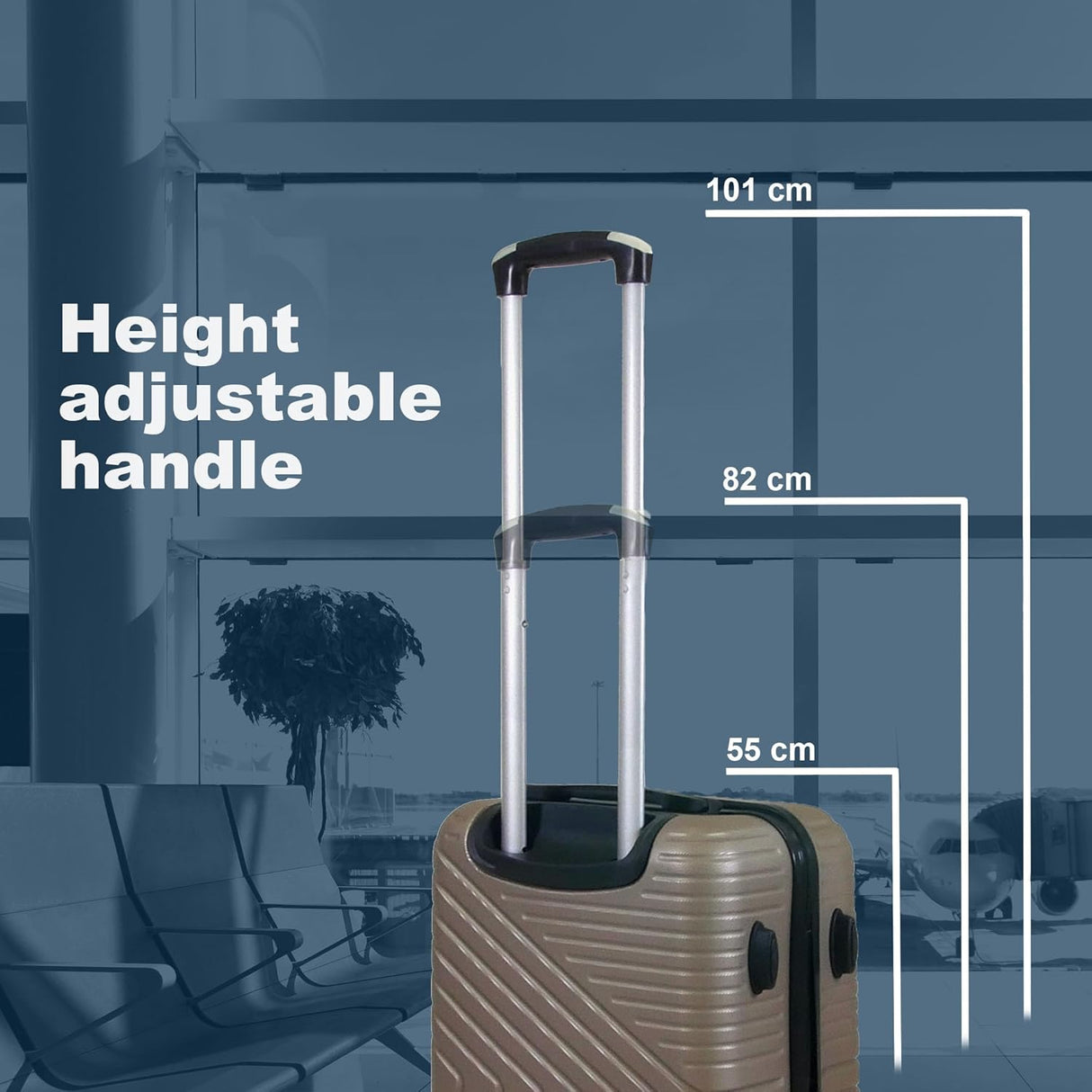 Planet Direct Cabin Suitcase (55x36x23cm) | Hard Shell Lightweight Suitcase | 3-Digit Lock | 4 Spinner Wheels | Telescopic Handle | Carry On Luggage