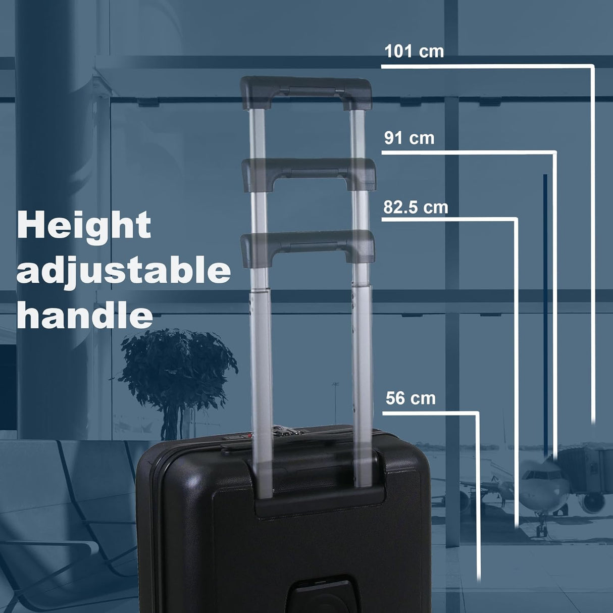 Planet Direct Suitcase (56x36x24cm) with Cup & Phone Holder | USB Port | Lightweight ABS Hybrid Shell | 4 Spinner Wheels | Laptop Pouch | Travel