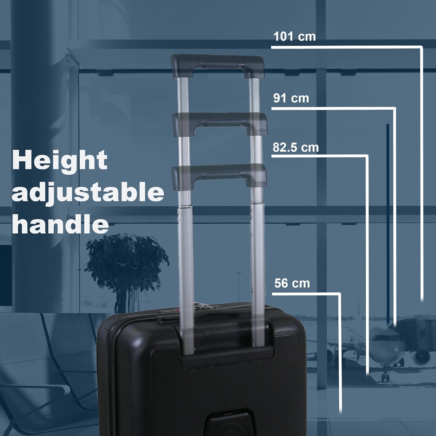 Planet Direct Suitcase (56x36x24cm) with Cup & Phone Holder | USB Port | Lightweight ABS Hybrid Shell | 4 Spinner Wheels | Laptop Pouch | Travel