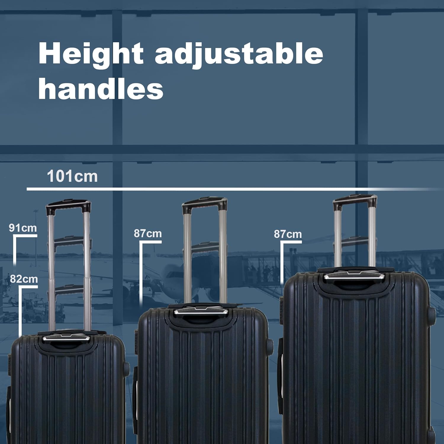 Planet Direct Suitcase Set of 3 Expandable Luggage Set (56,66,76cm) ABS Anti-Scratch Shell 4 Wheel Spinner with 3-Digit Lock Luggage Set