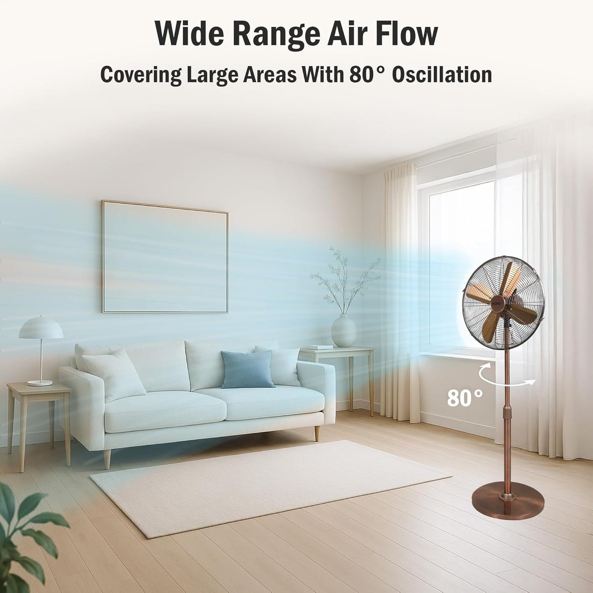 KÜHL 16" Electric Pedestal Fan | 3 Speed Settings | 80° Oscillation | Adjustable Standing Fan | Easy to Assemble | Home & Office