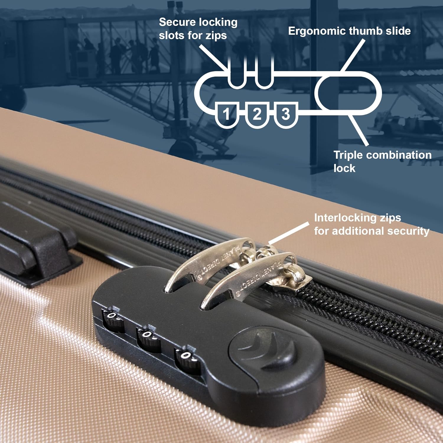 Planet Direct Suitcase Set of 3 Expandable Luggage Set (56,66,76cm) ABS Anti-Scratch Shell 4 Wheel Spinner with 3-Digit Lock Luggage Set