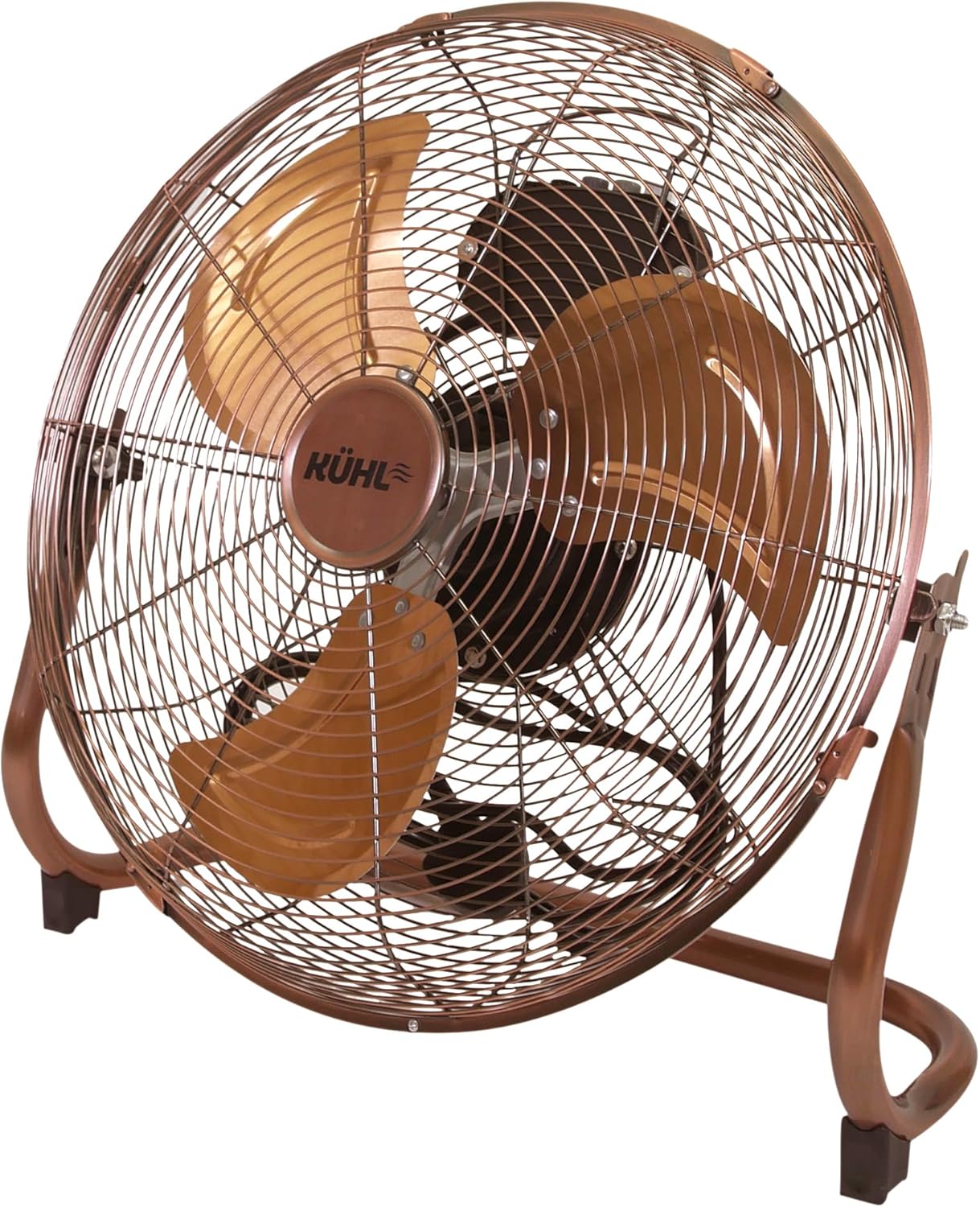 KÜHL Metal Floor Fan Copper | Powerful Airflow | 3-Speed Settings | Adjustable Tilt | No Assembly Required | Free Standing Cooling Fan
