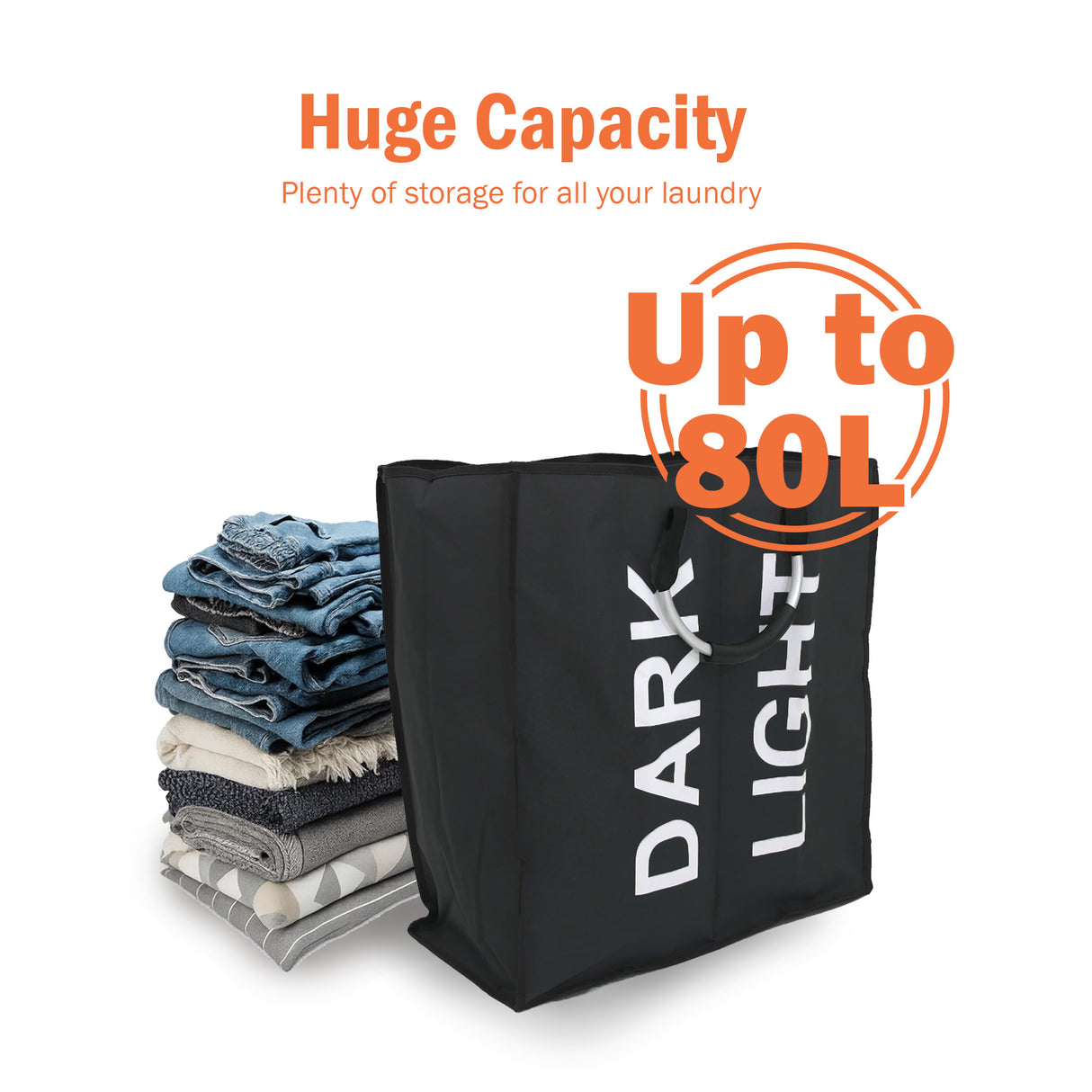 2 Section Black Double Laundry Hamper