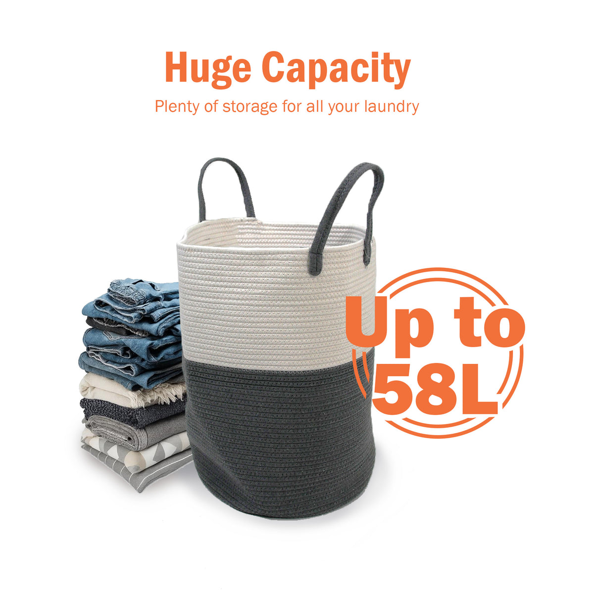 Large Foldable Laundry Bin with Handles