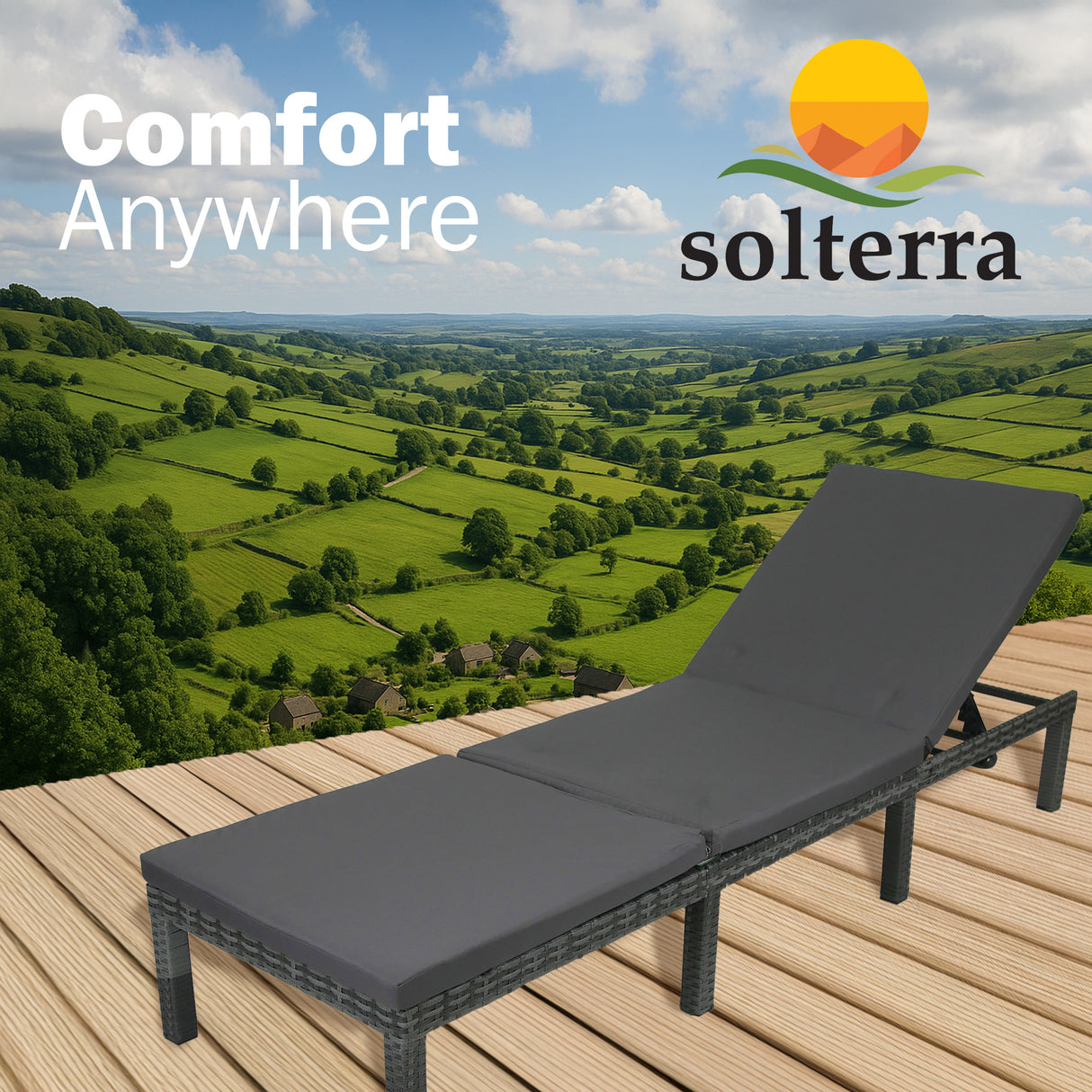 Rattan Sun Lounger with Cushion