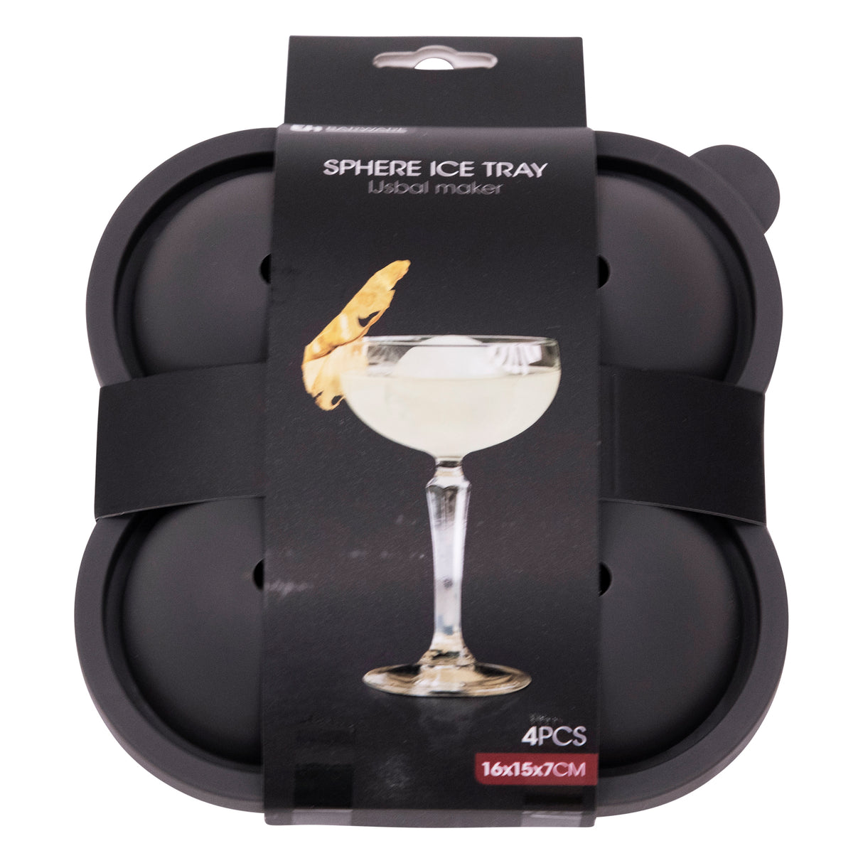 Black Silicone 4 Sphere Ice Cube Tray – Flexible, Easy Release Ice Ball Maker Moulds - Perfect for Whiskey, Cocktails & Cold Drinks Round Ice Balls - BPA Free