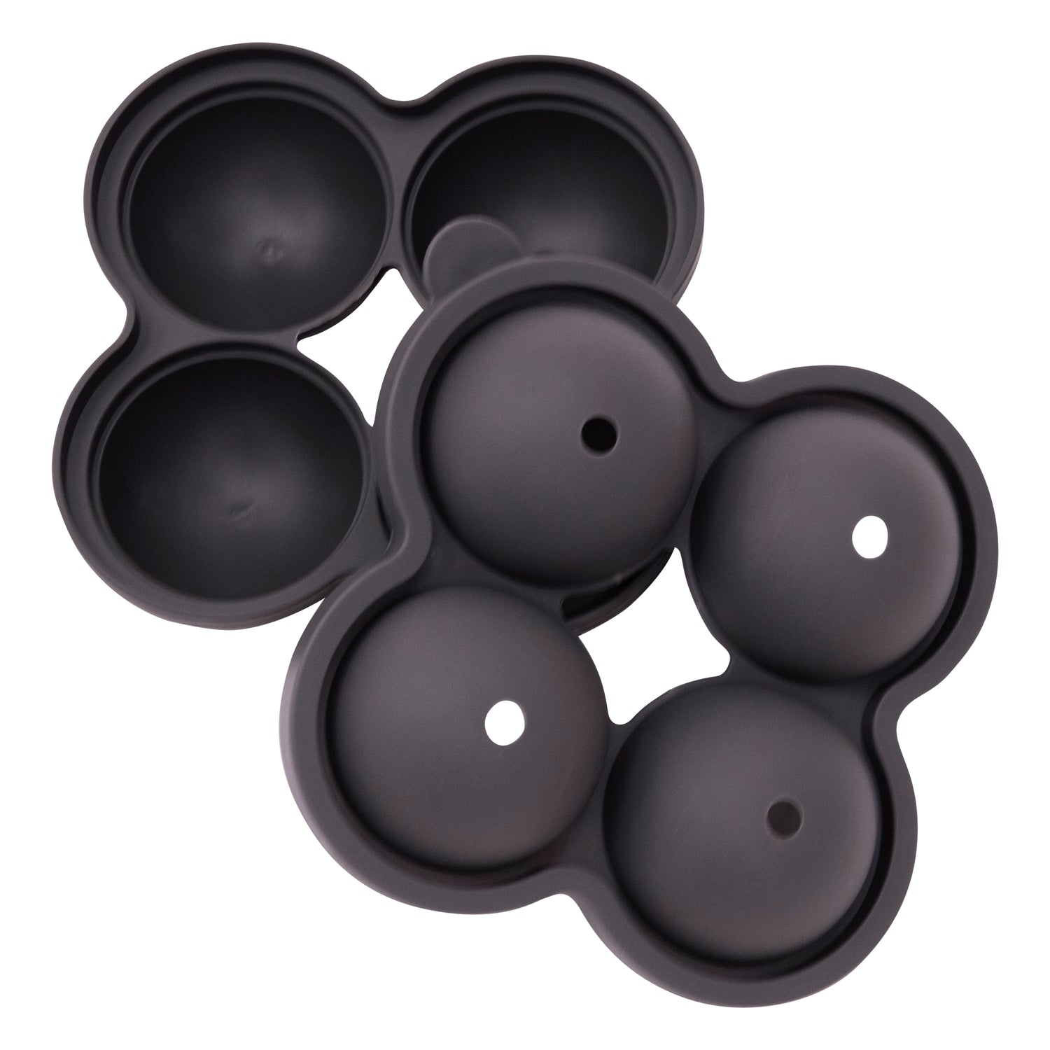 Black Silicone 4 Sphere Ice Cube Tray – Flexible, Easy Release Ice Ball Maker Moulds - Perfect for Whiskey, Cocktails & Cold Drinks Round Ice Balls - BPA Free