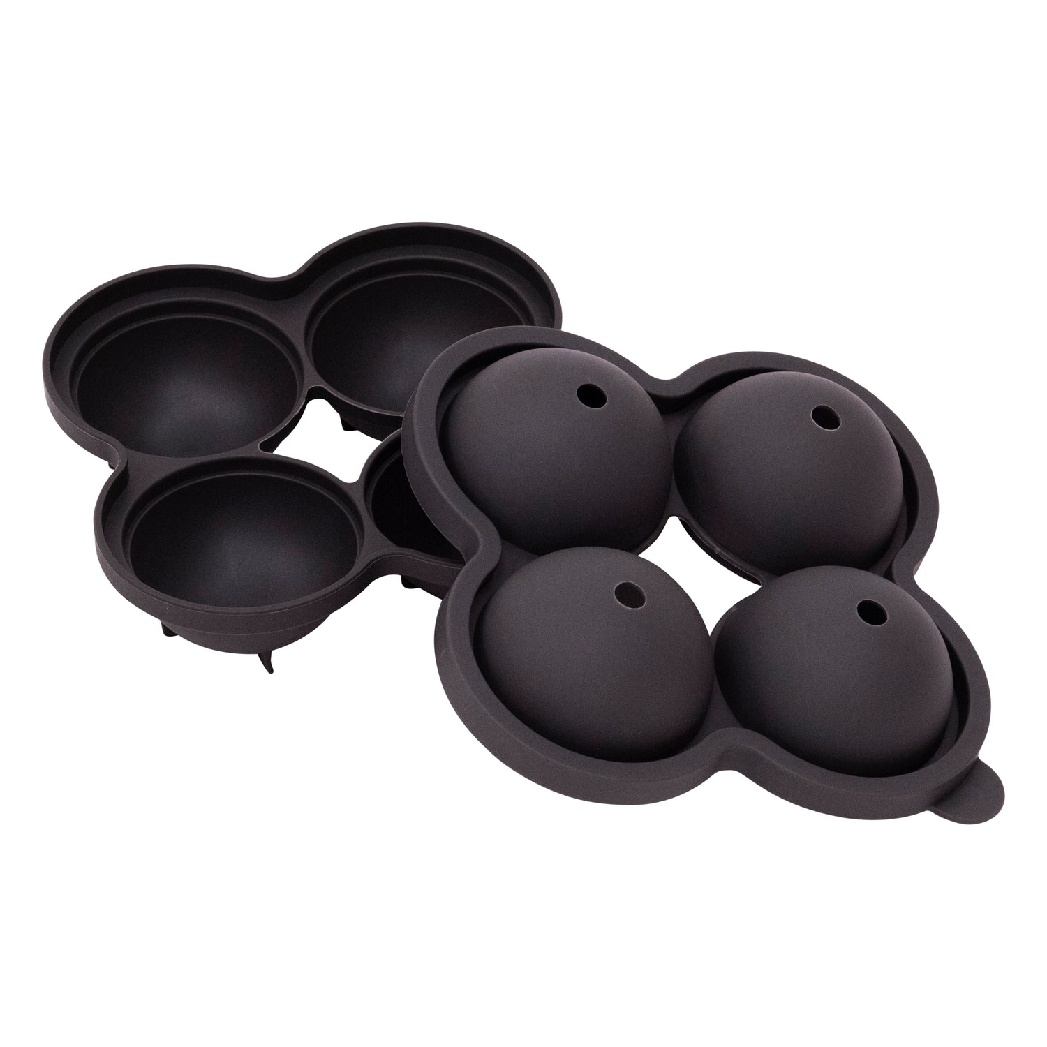 Black Silicone 4 Sphere Ice Cube Tray – Flexible, Easy Release Ice Ball Maker Moulds - Perfect for Whiskey, Cocktails & Cold Drinks Round Ice Balls - BPA Free