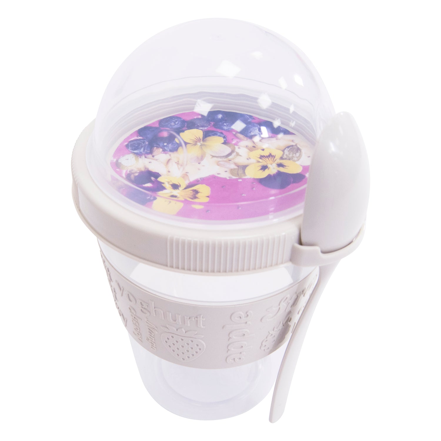 Clear Portable Cereal & Yoghurt Cups with Lids and Spoons – Reusable Overnight Oats Jar On The Go Breakfast Pots - BPA Free (Set Of 4)