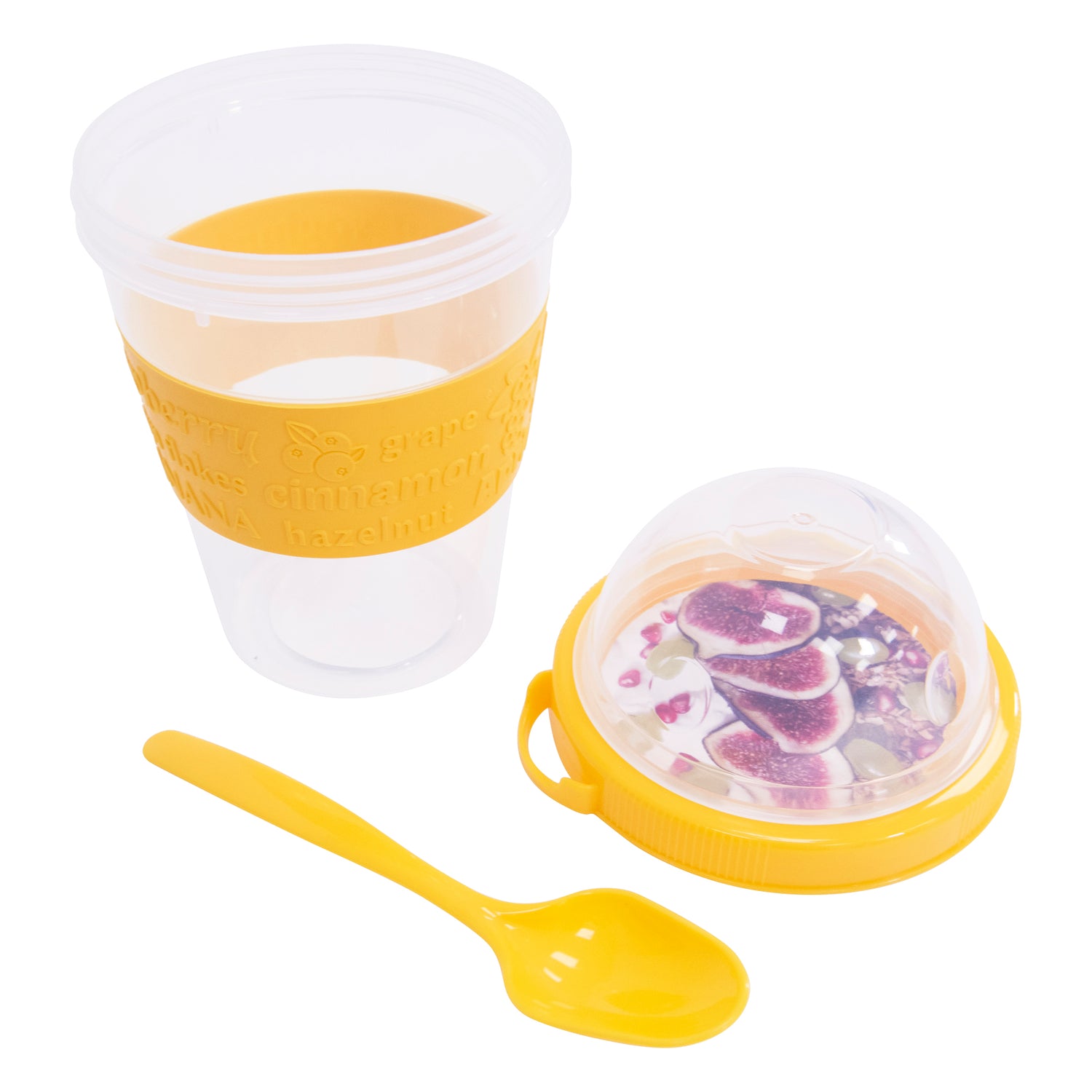 Clear Portable Cereal & Yoghurt Cups with Lids and Spoons – Reusable Overnight Oats Jar On The Go Breakfast Pots - BPA Free (Set Of 4)