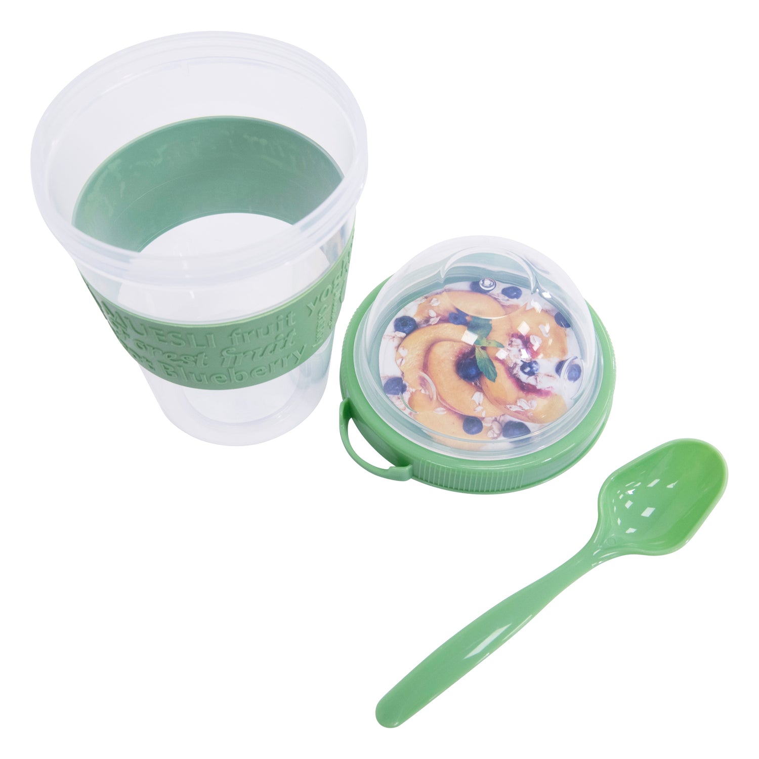Clear Portable Cereal & Yoghurt Cups with Lids and Spoons – Reusable Overnight Oats Jar On The Go Breakfast Pots - BPA Free (Set Of 4)