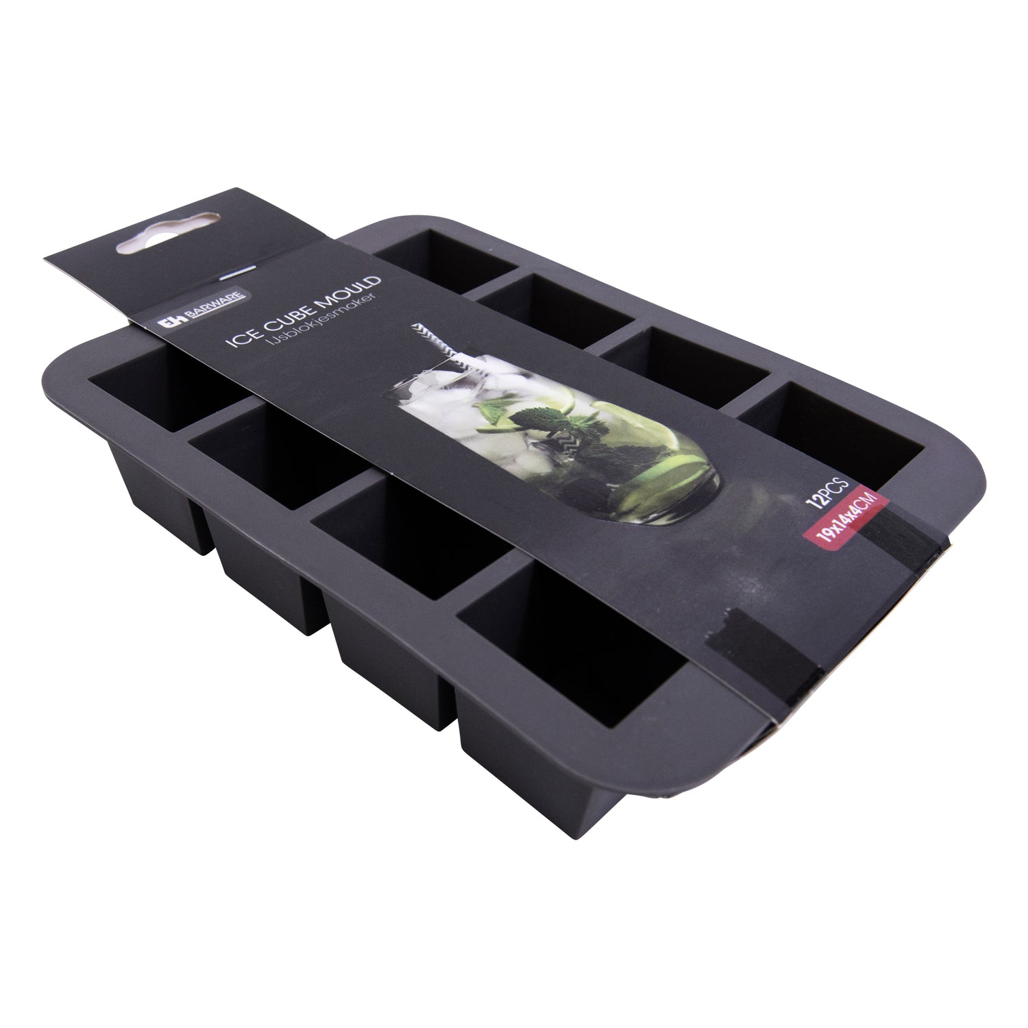 Black Silicone 12 Square Ice Cube Tray – Flexible, Easy Release Ice Cube Moulds - Perfect for Whiskey, Cocktails & Cold Drinks (12 Cubes (Square))