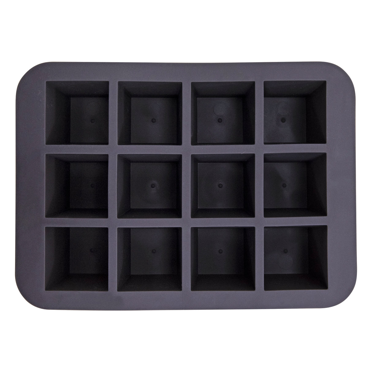 Black Silicone 12 Square Ice Cube Tray – Flexible, Easy Release Ice Cube Moulds - Perfect for Whiskey, Cocktails & Cold Drinks (12 Cubes (Square))