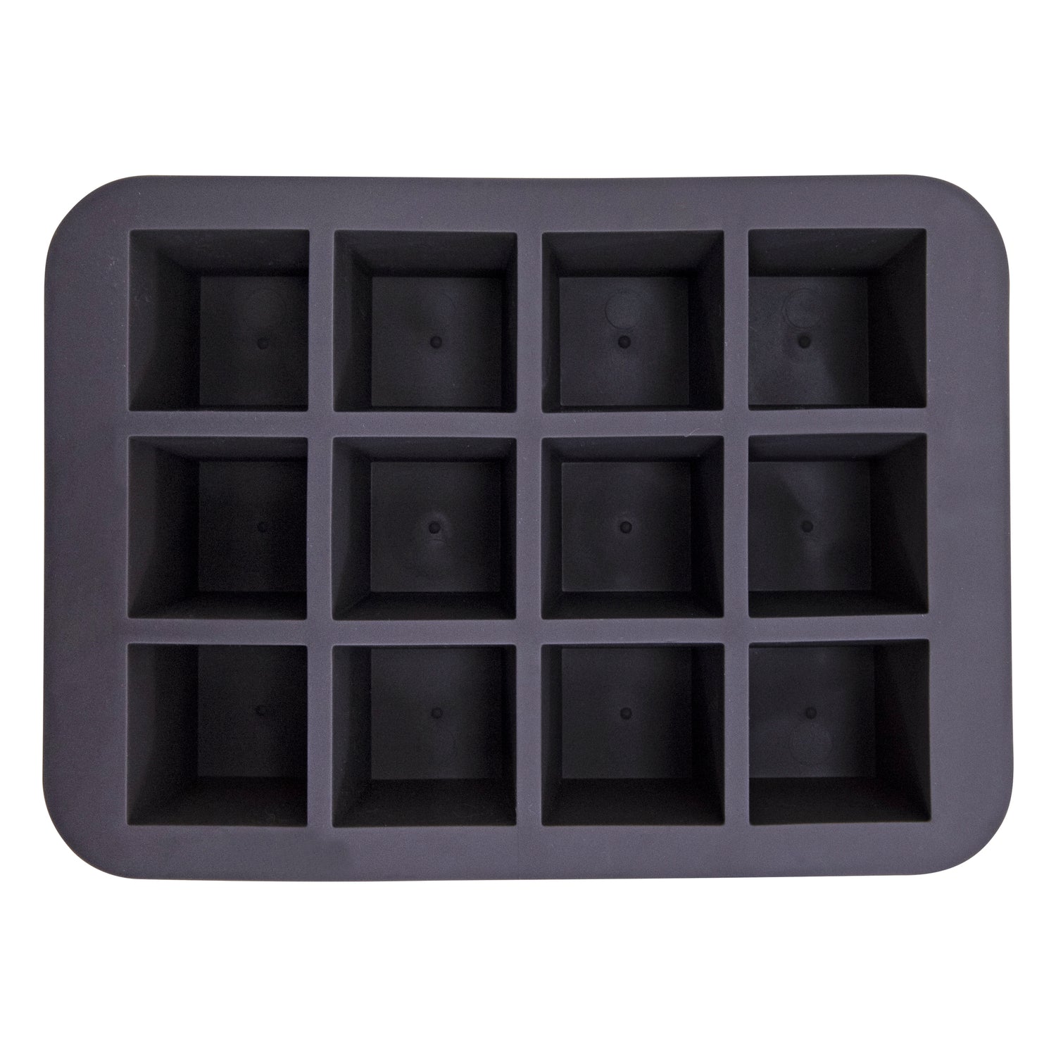 Black Silicone 12 Square Ice Cube Tray – Flexible, Easy Release Ice Cube Moulds - Perfect for Whiskey, Cocktails & Cold Drinks (12 Cubes (Square))