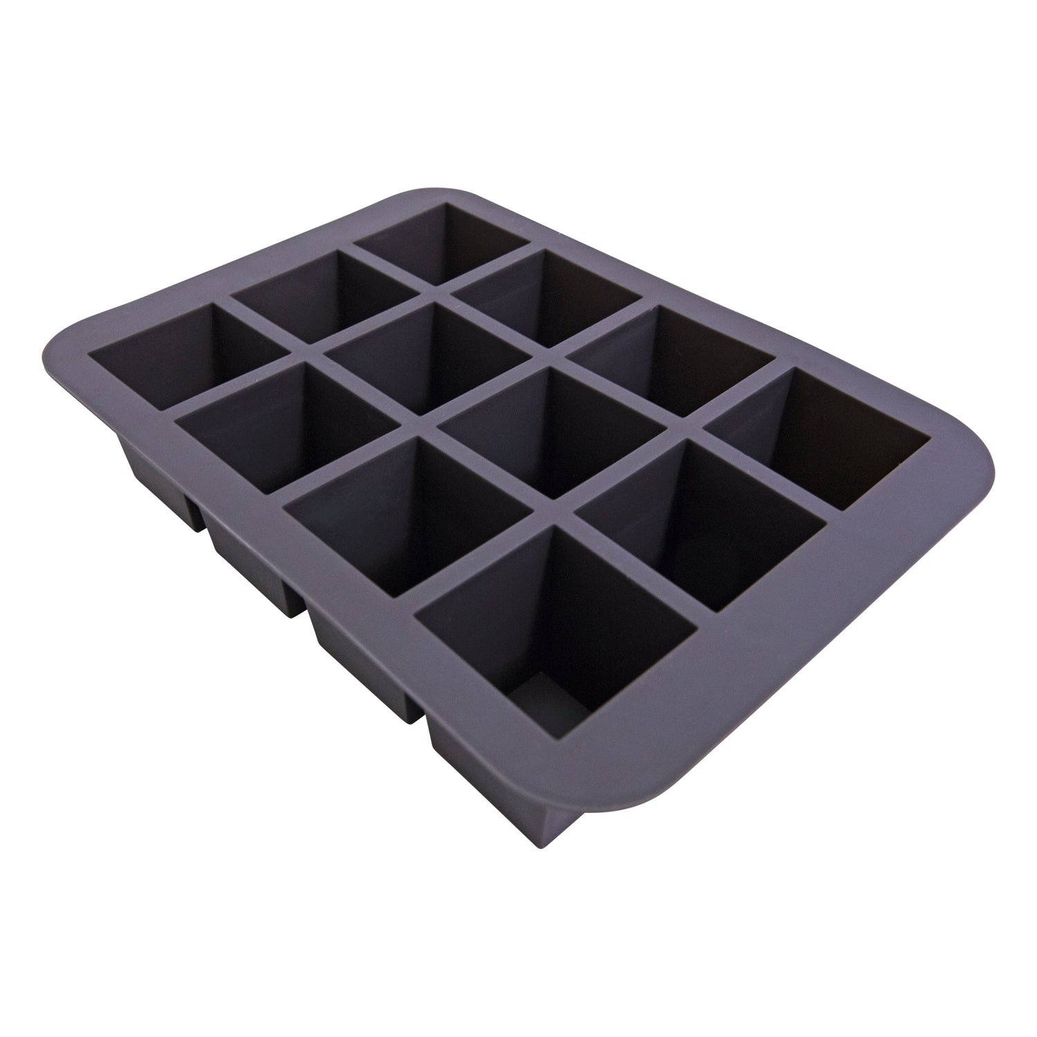 Black Silicone 12 Square Ice Cube Tray – Flexible, Easy Release Ice Cube Moulds - Perfect for Whiskey, Cocktails & Cold Drinks (12 Cubes (Square))