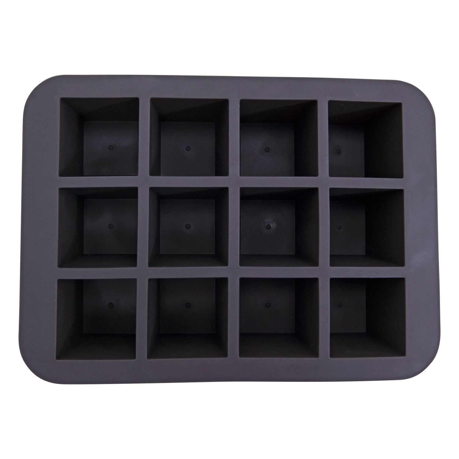Black Silicone 12 Square Ice Cube Tray – Flexible, Easy Release Ice Cube Moulds - Perfect for Whiskey, Cocktails & Cold Drinks (12 Cubes (Square))