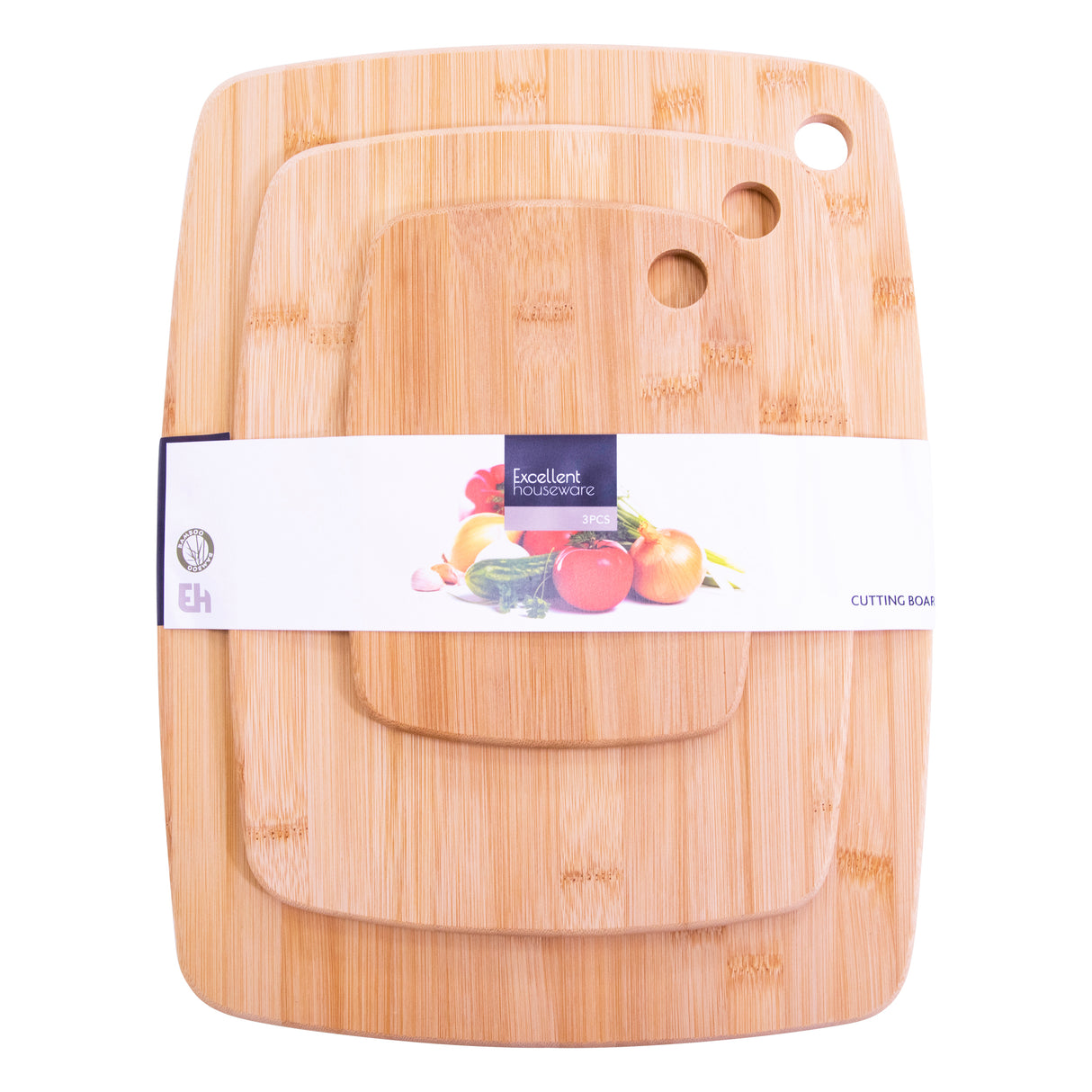 Bamboo Chopping Board Set – 3 Piece Wooden Cutting Boards for Kitchen – Durable & Knife Friendly – Multipurpose for Meat, Vegetables, and Cheese – Eco-Friendly & Easy to Clean