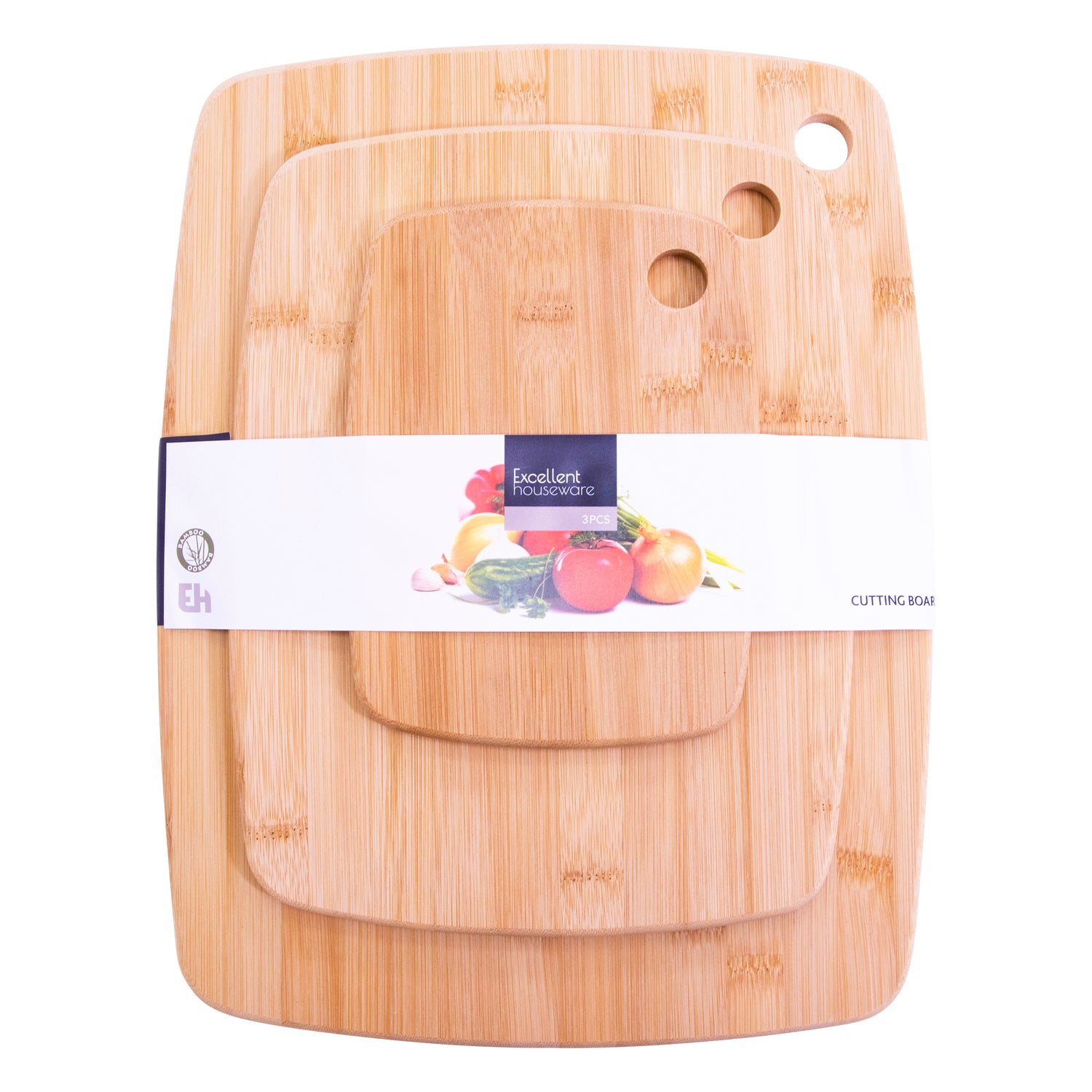 Bamboo Chopping Board Set – 3 Piece Wooden Cutting Boards for Kitchen – Durable & Knife Friendly – Multipurpose for Meat, Vegetables, and Cheese – Eco-Friendly & Easy to Clean