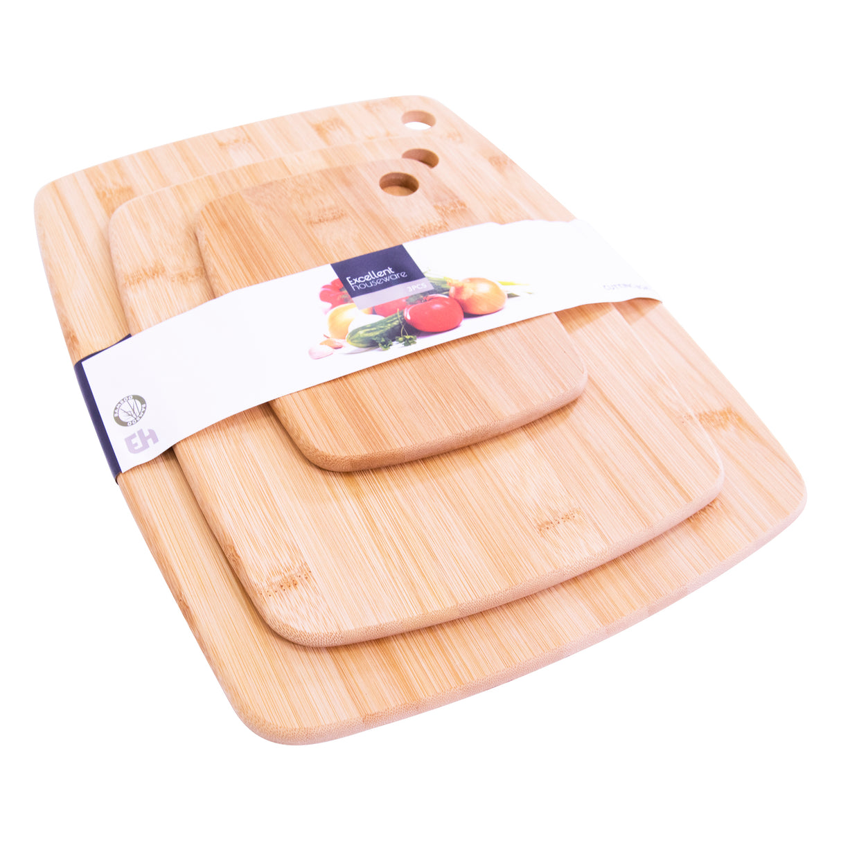Bamboo Chopping Board Set – 3 Piece Wooden Cutting Boards for Kitchen – Durable & Knife Friendly – Multipurpose for Meat, Vegetables, and Cheese – Eco-Friendly & Easy to Clean
