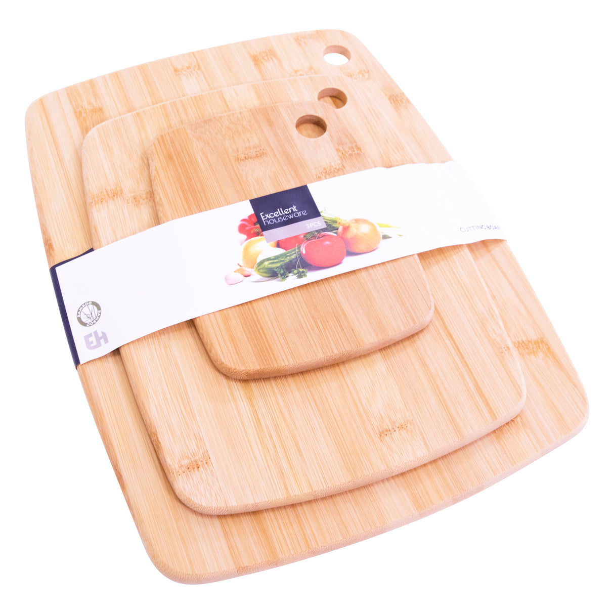 Bamboo Chopping Board Set – 3 Piece Wooden Cutting Boards for Kitchen – Durable & Knife Friendly – Multipurpose for Meat, Vegetables, and Cheese – Eco-Friendly & Easy to Clean