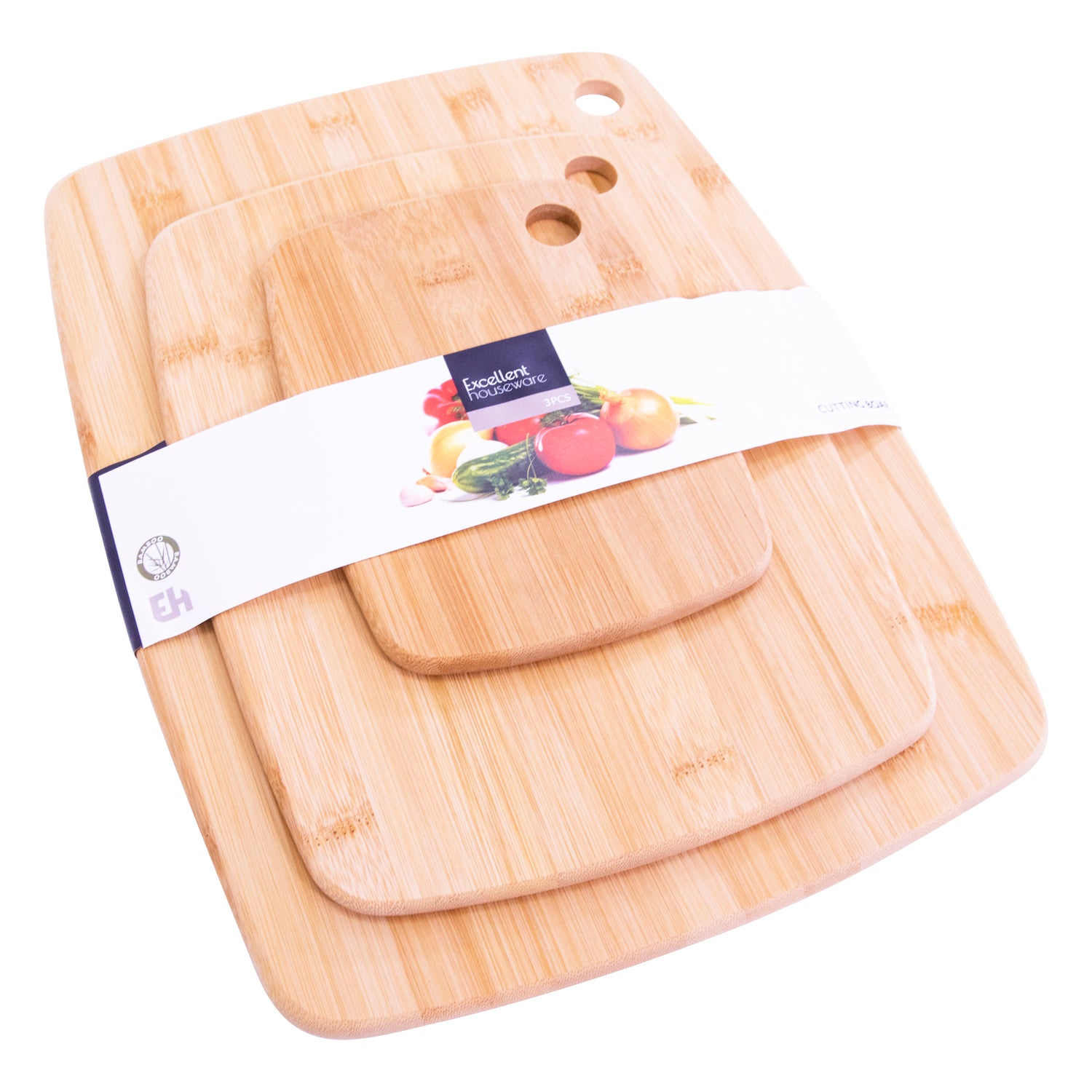 Bamboo Chopping Board Set – 3 Piece Wooden Cutting Boards for Kitchen – Durable & Knife Friendly – Multipurpose for Meat, Vegetables, and Cheese – Eco-Friendly & Easy to Clean