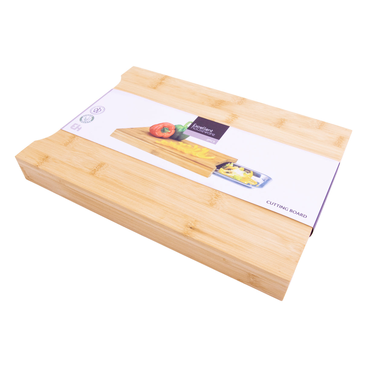 Bamboo Chopping Board with Sliding Stainless Steel Tray | Durable Eco Friendly Wooden Cutting Board for Meal Prep | 35x25x4cm