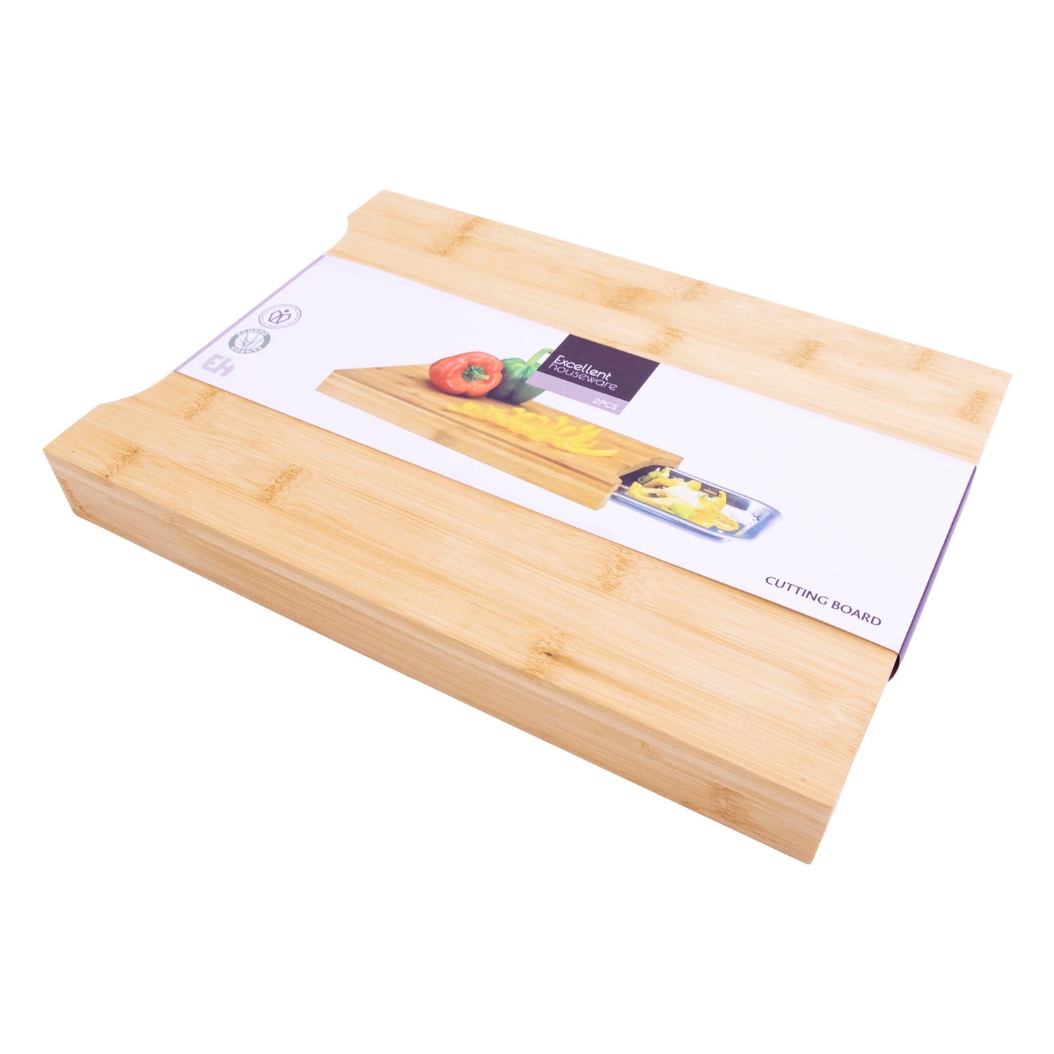 Bamboo Chopping Board with Sliding Stainless Steel Tray | Durable Eco Friendly Wooden Cutting Board for Meal Prep | 35x25x4cm