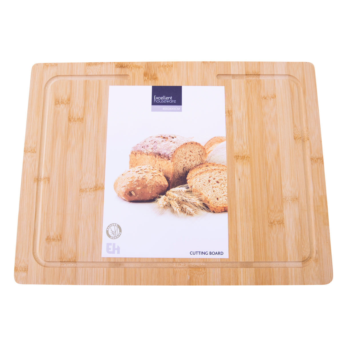 Bamboo Cutting Board with Juice Groove, Counter Edge Design, for Meat, Vegetables, Bread