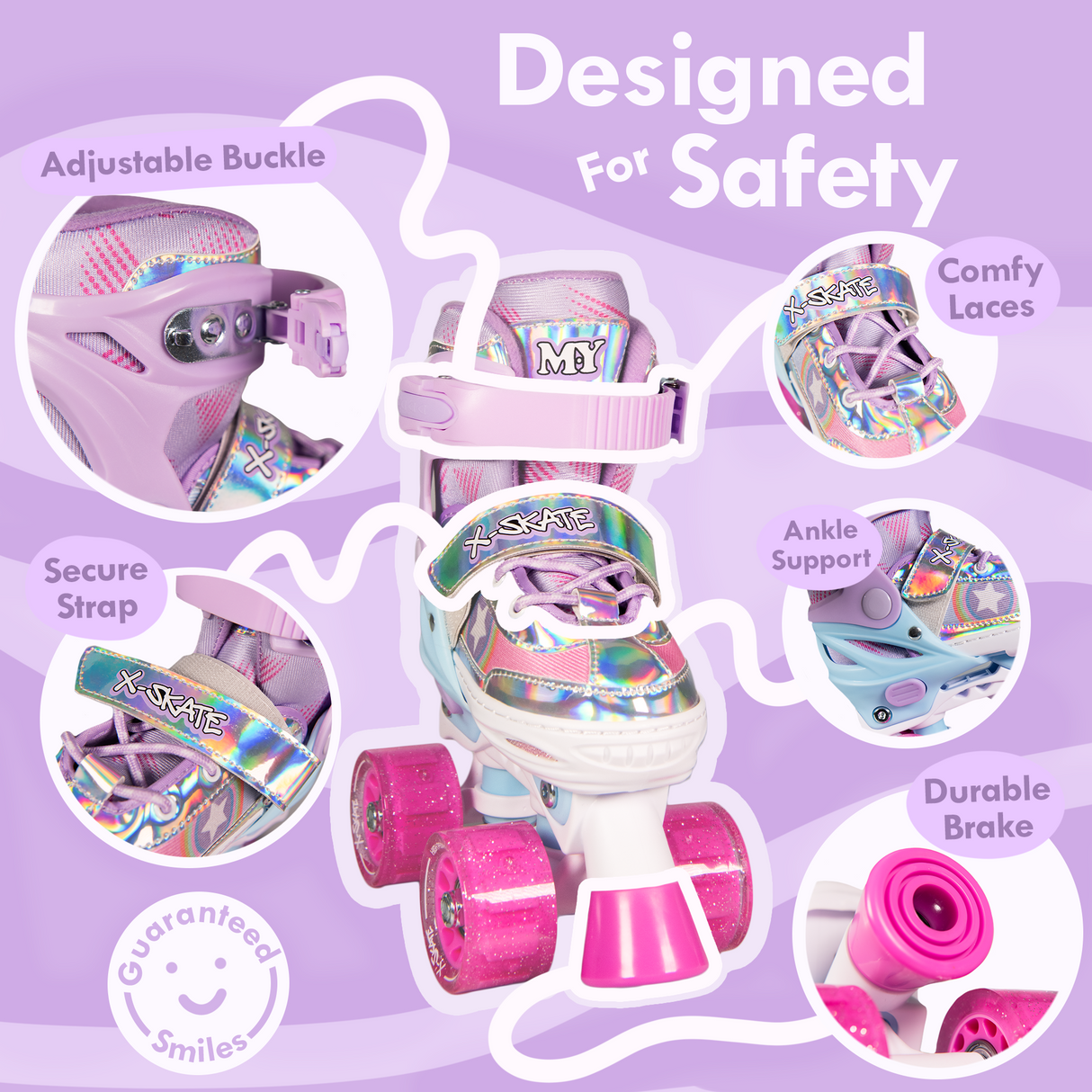 Adjustable Quad Roller Skates With Light Up Wheels