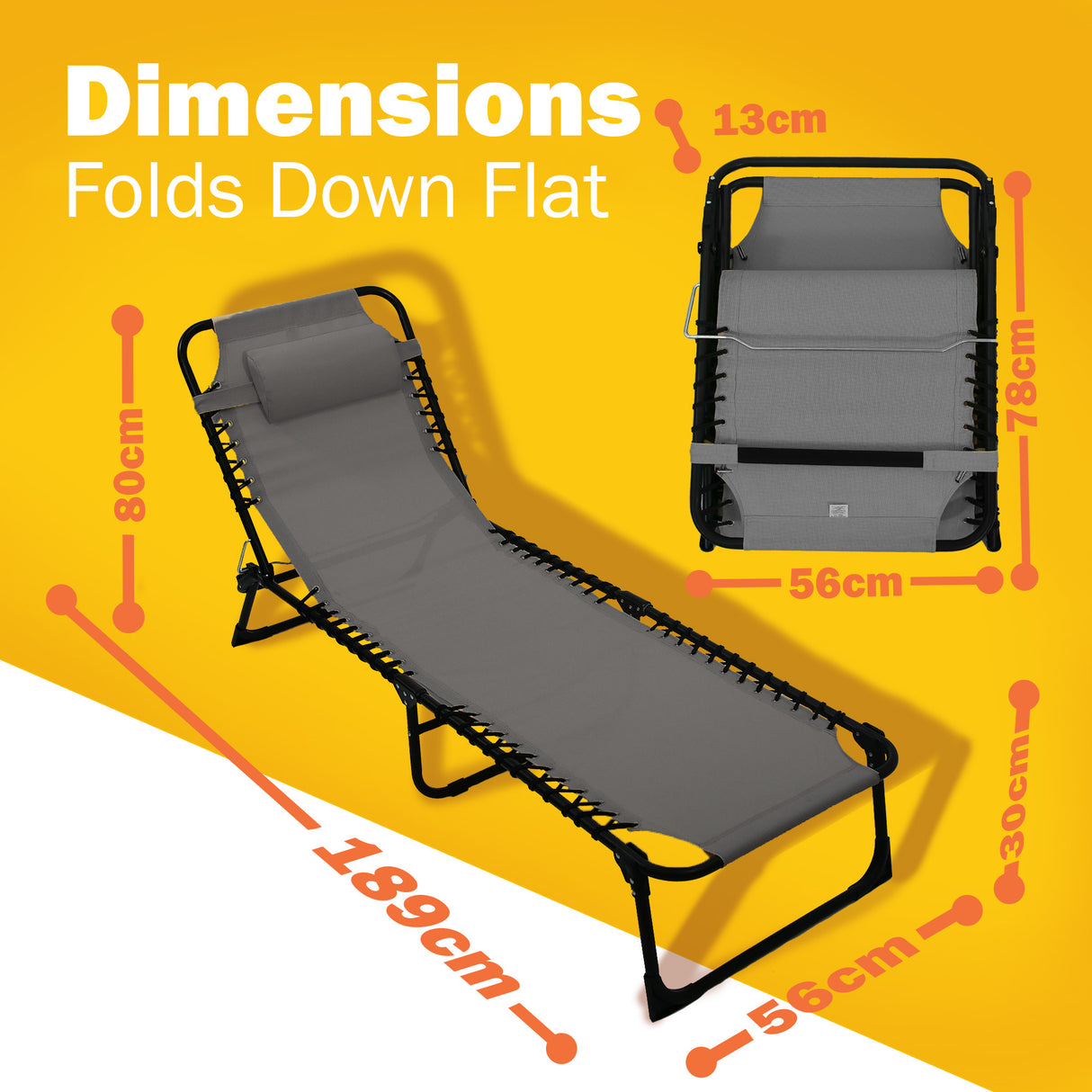 Portable Sun Lounger with Headrest