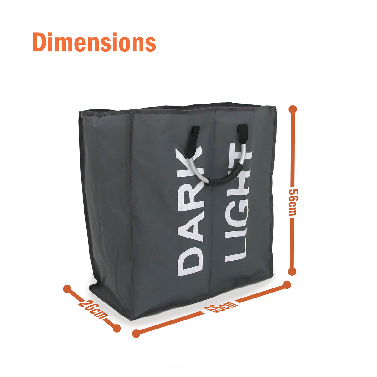 2 Section Grey Double Laundry Hamper