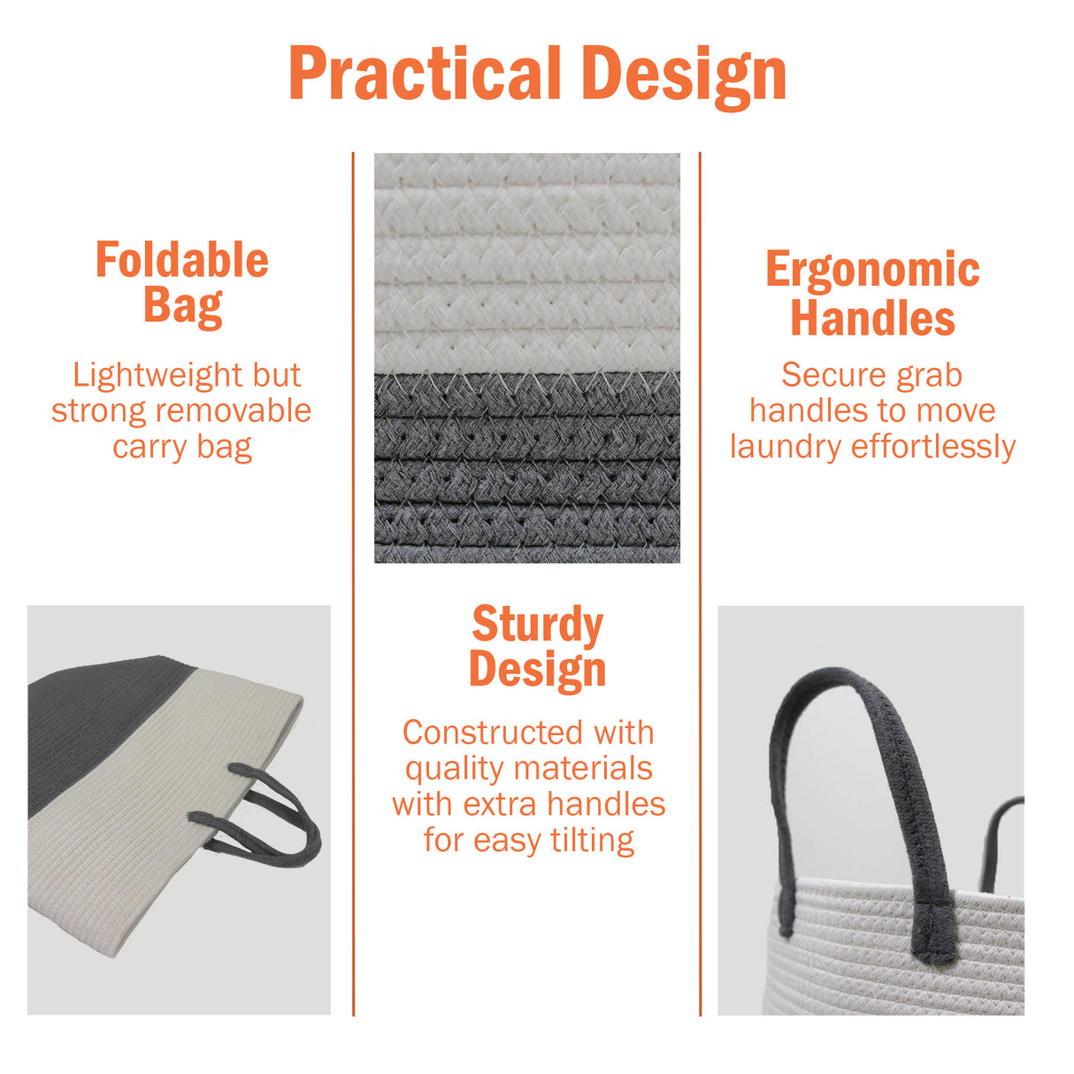 Large Foldable Laundry Bin with Handles