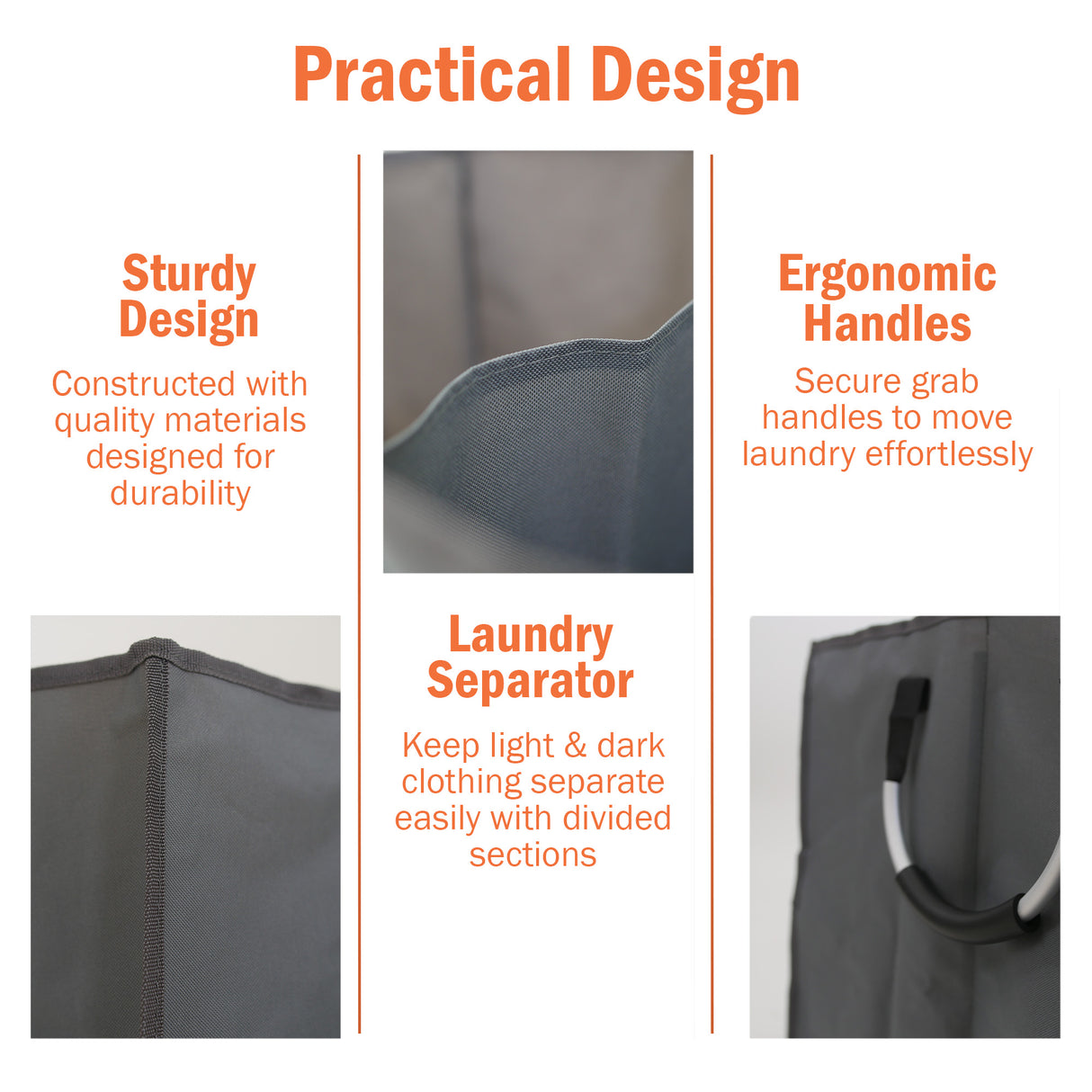 2 Section Grey Double Laundry Hamper