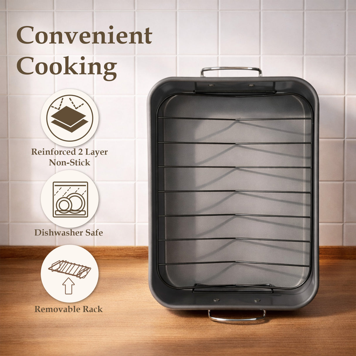 Non-Stick Roasting Tray with Removable Wire Rack