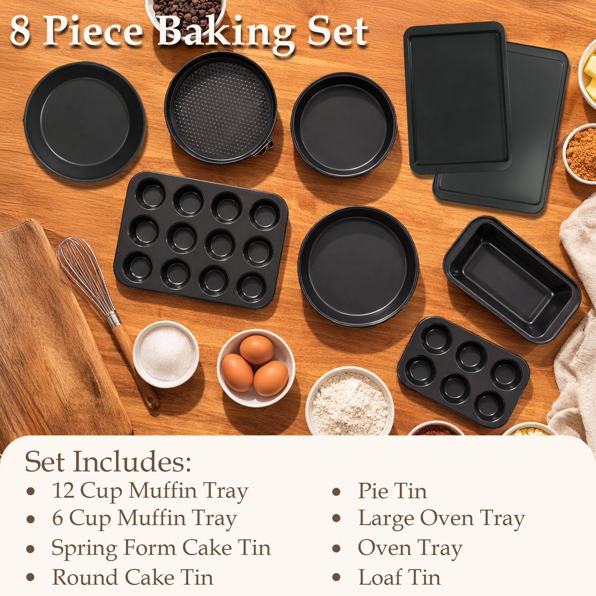 Non-Stick Steel 8 Piece Baking Set