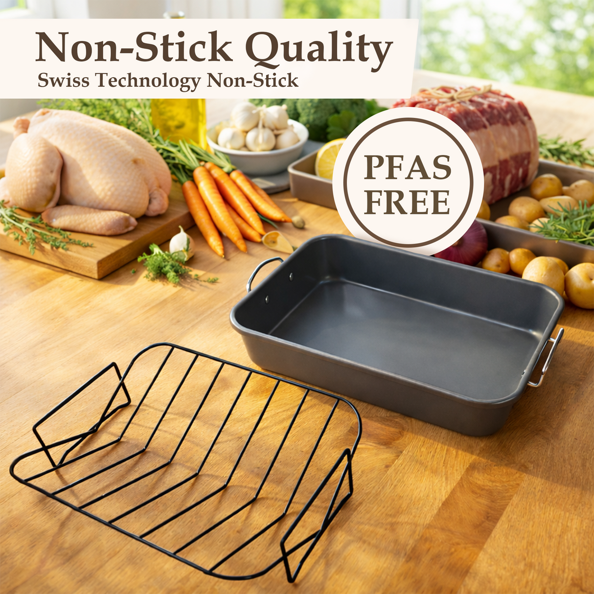 Non-Stick Roasting Tray with Removable Wire Rack