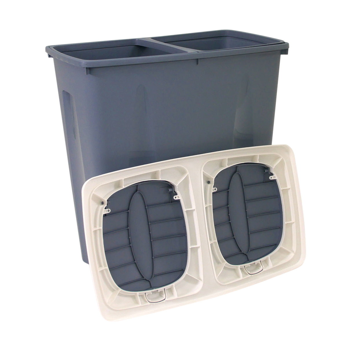 Kitchen Recycling Bin, 50L Total, Dual 25L Compartments, Flip Lids, 3 Colours