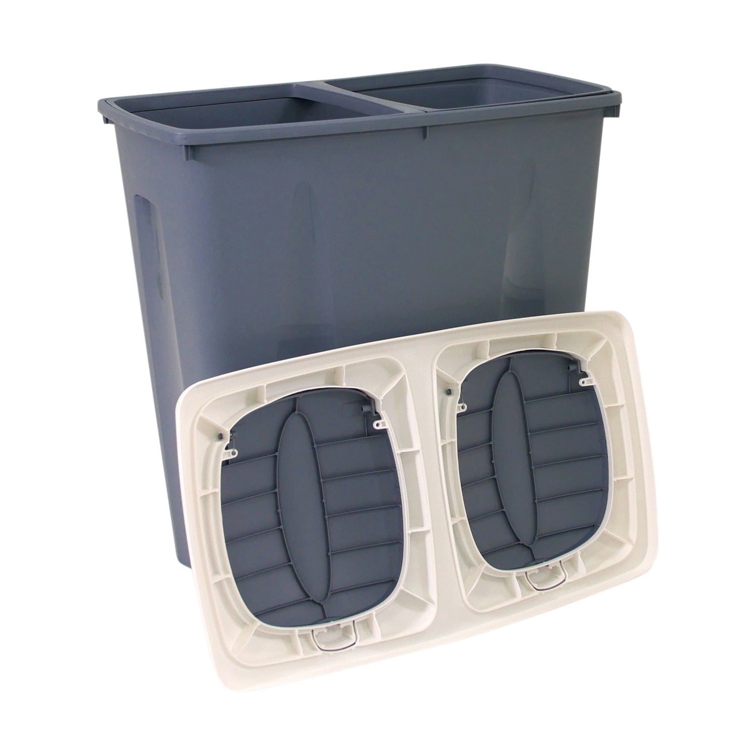 Kitchen Recycling Bin, 50L Total, Dual 25L Compartments, Flip Lids, 3 Colours
