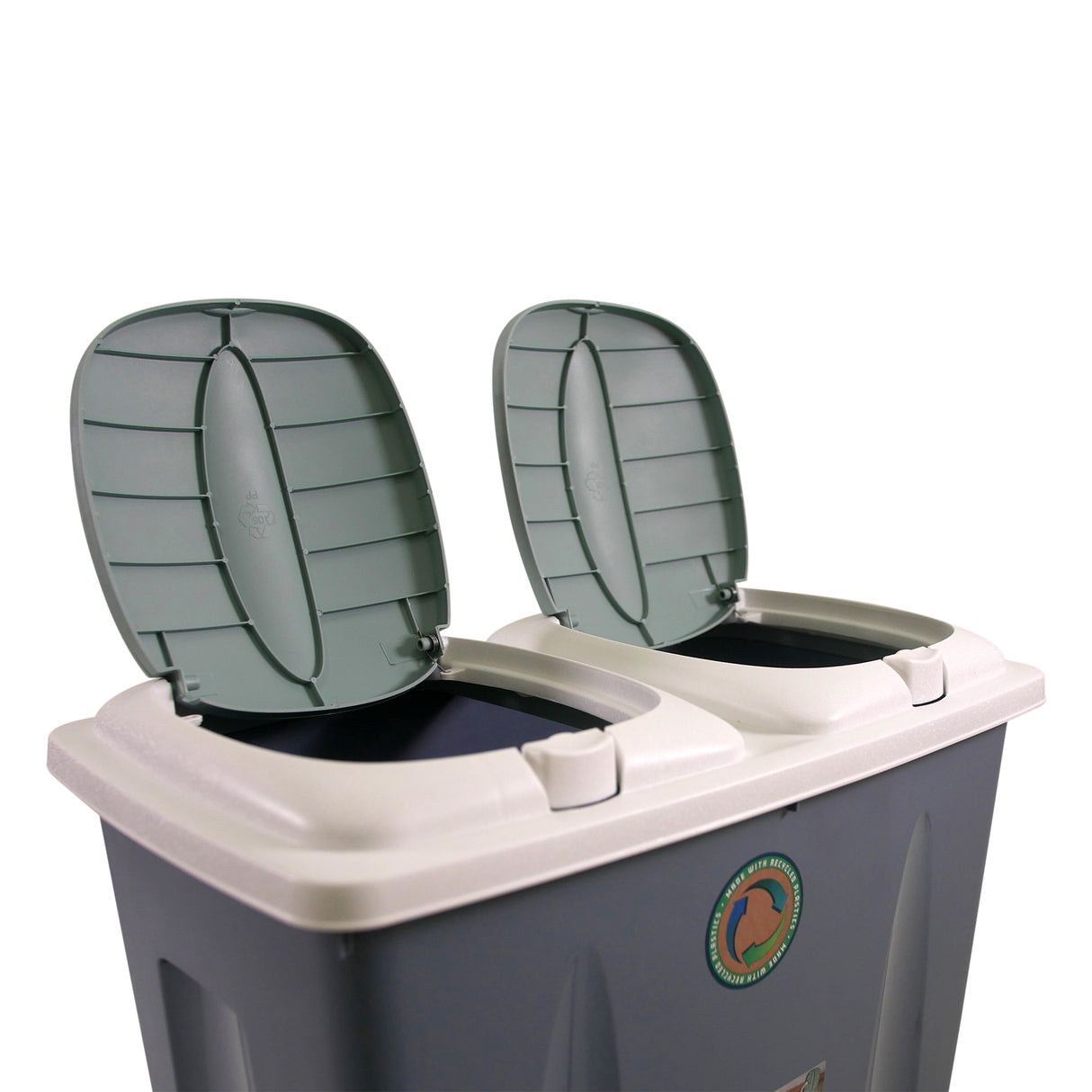Kitchen Recycling Bin, 50L Total, Dual 25L Compartments, Flip Lids, 3 Colours